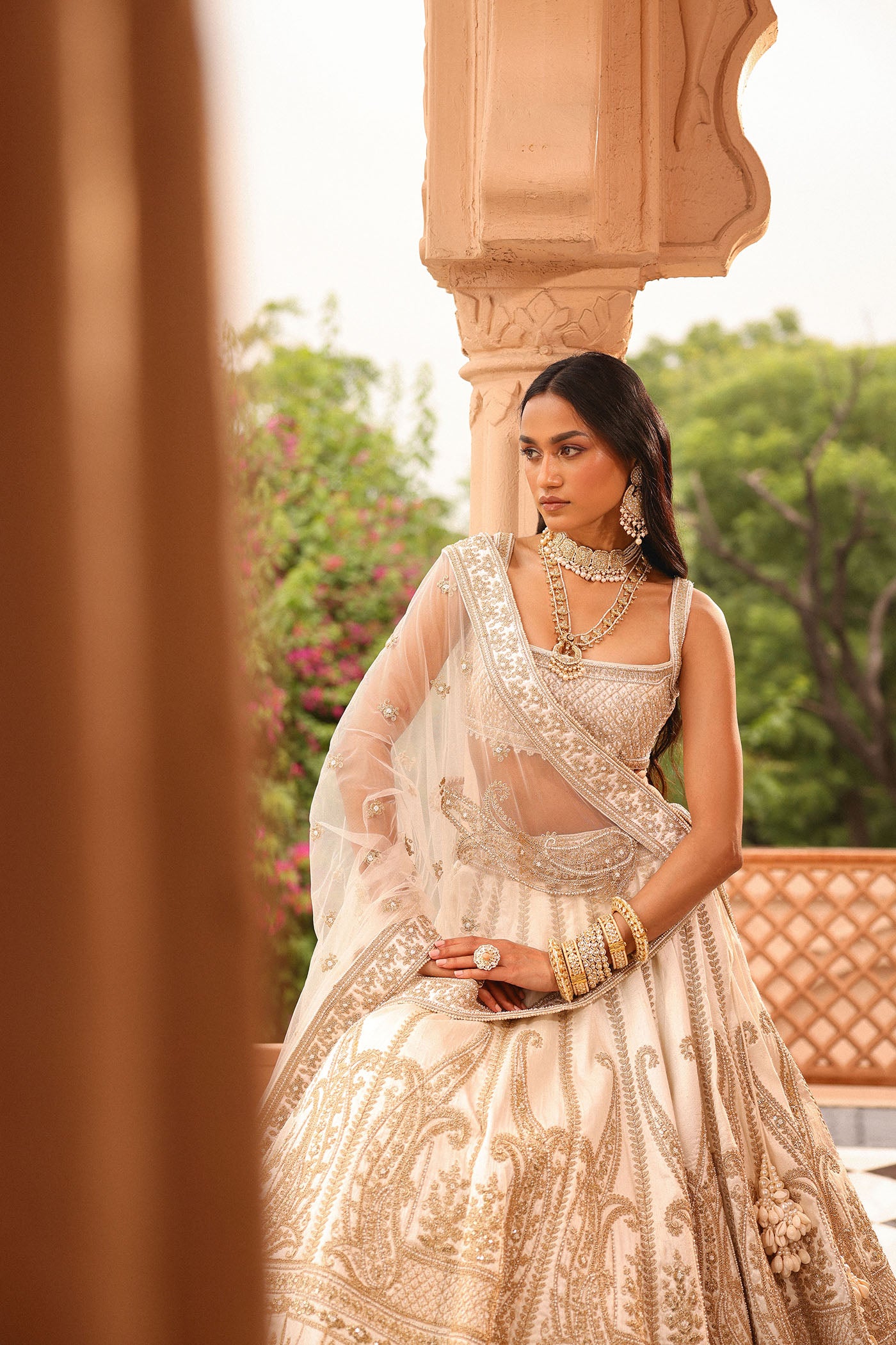 Iqra - Ivory Lehenga with Blouse and Dupatta