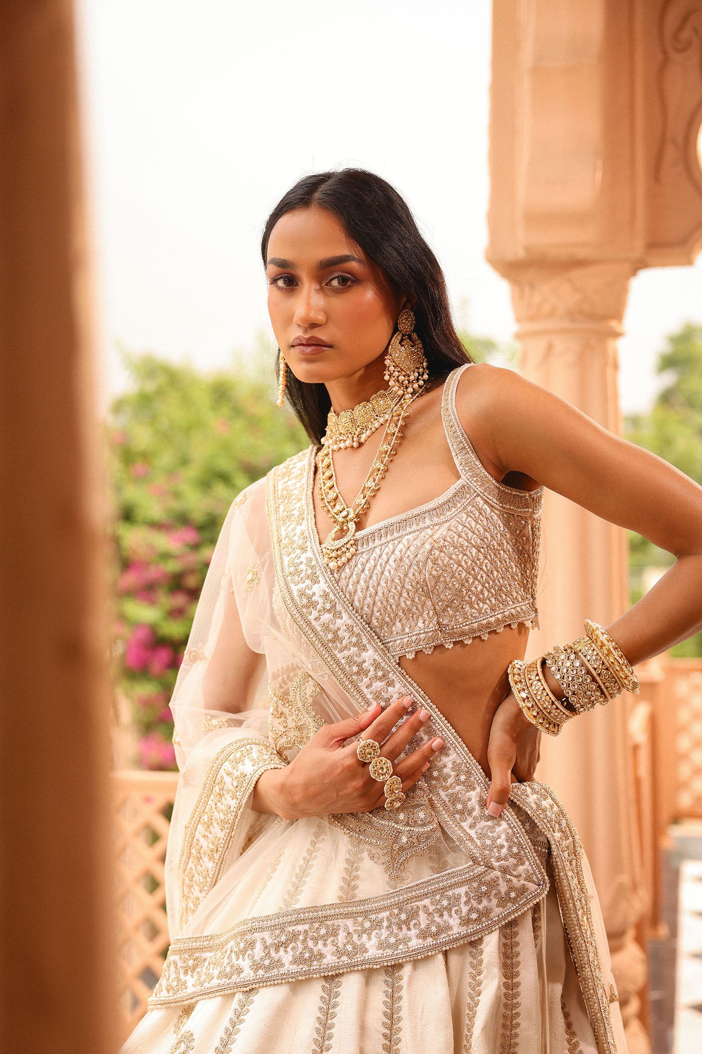 Iqra - Ivory Lehenga with Blouse and Dupatta