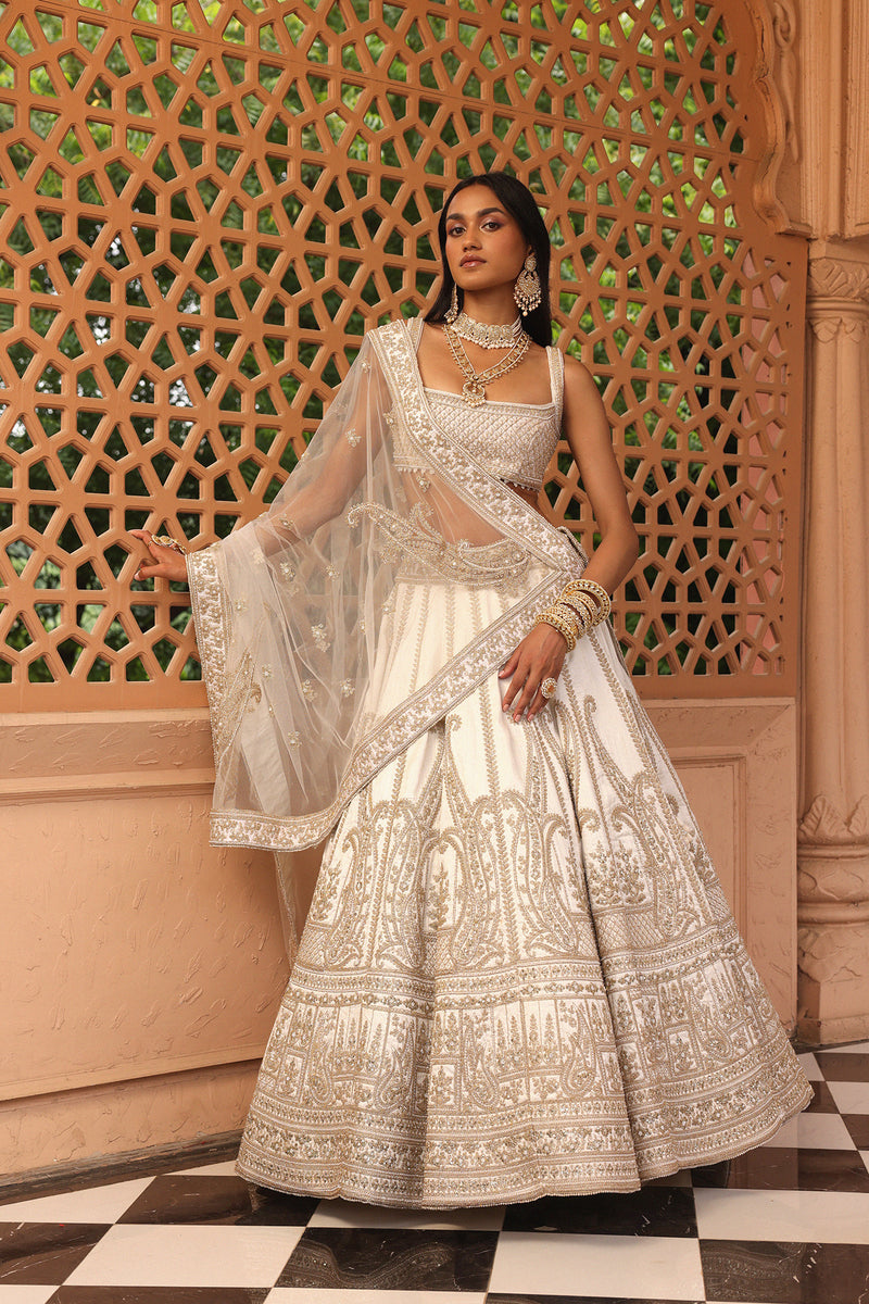 Iqra - Daisy Ivory Lehenga with Blouse and Dupatta