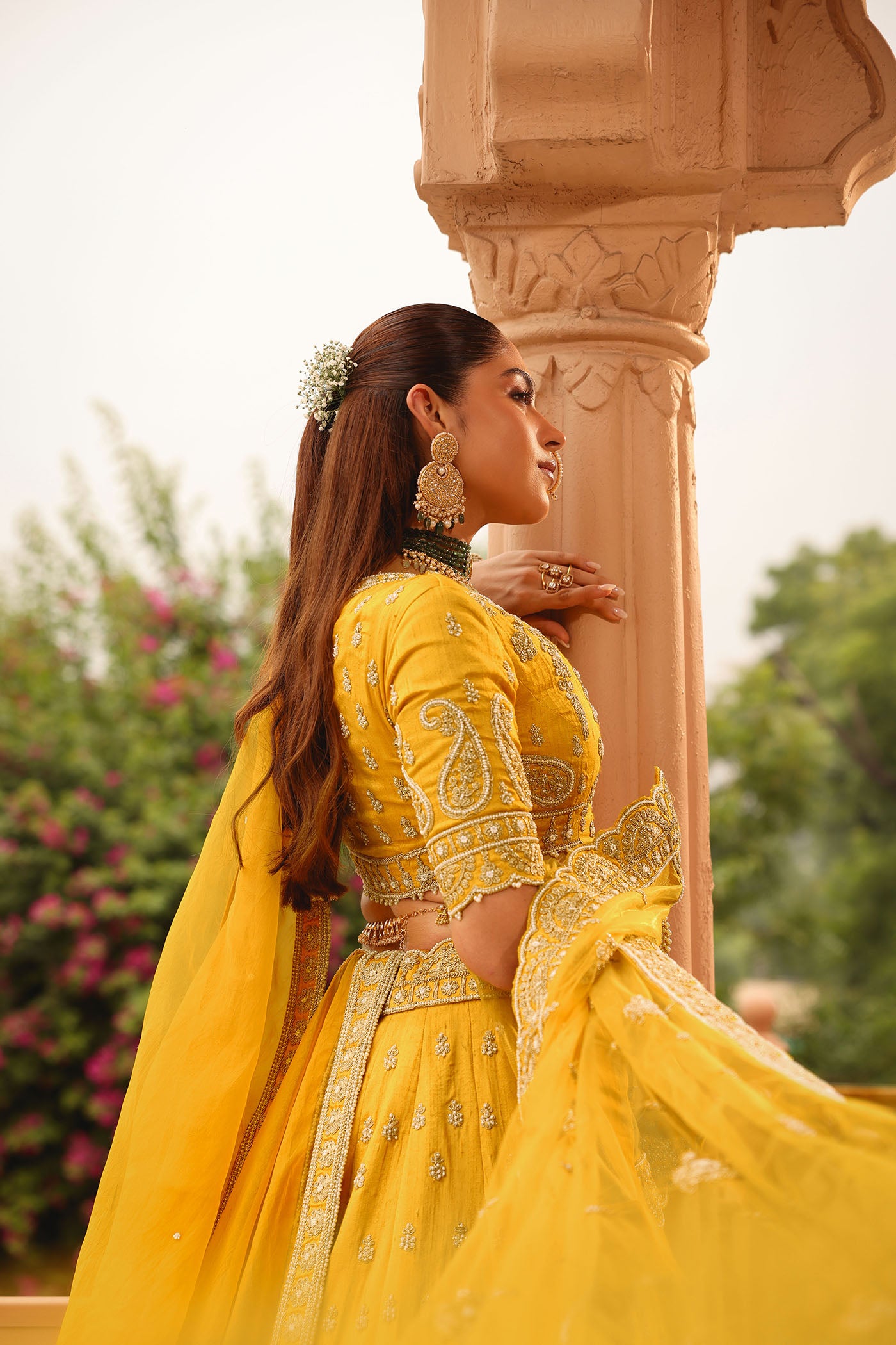 Uzma - Mustard Lehenga with Blouse and Dupatta