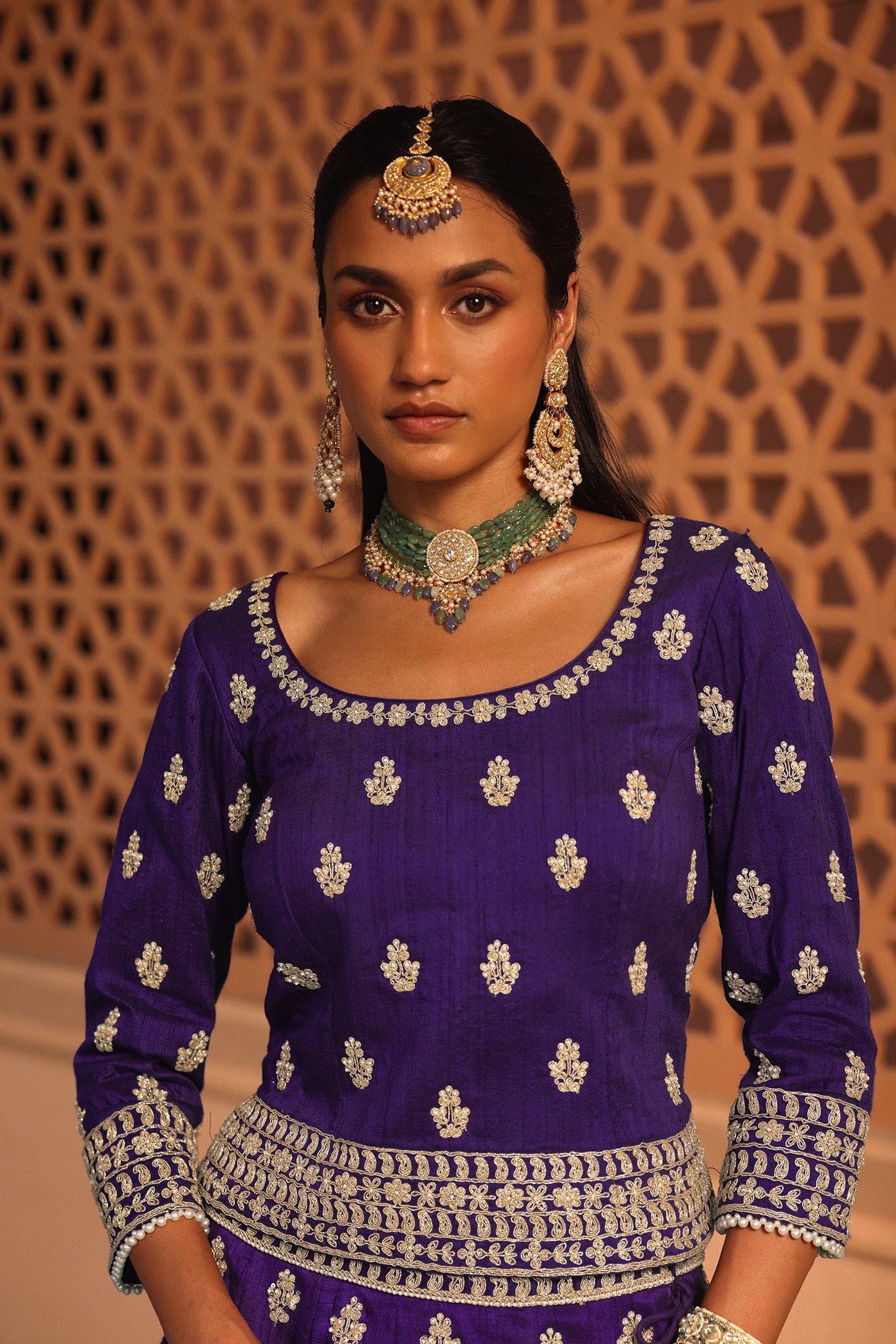 Aasmaa - Purple Lehenga with Choli and Dupatta