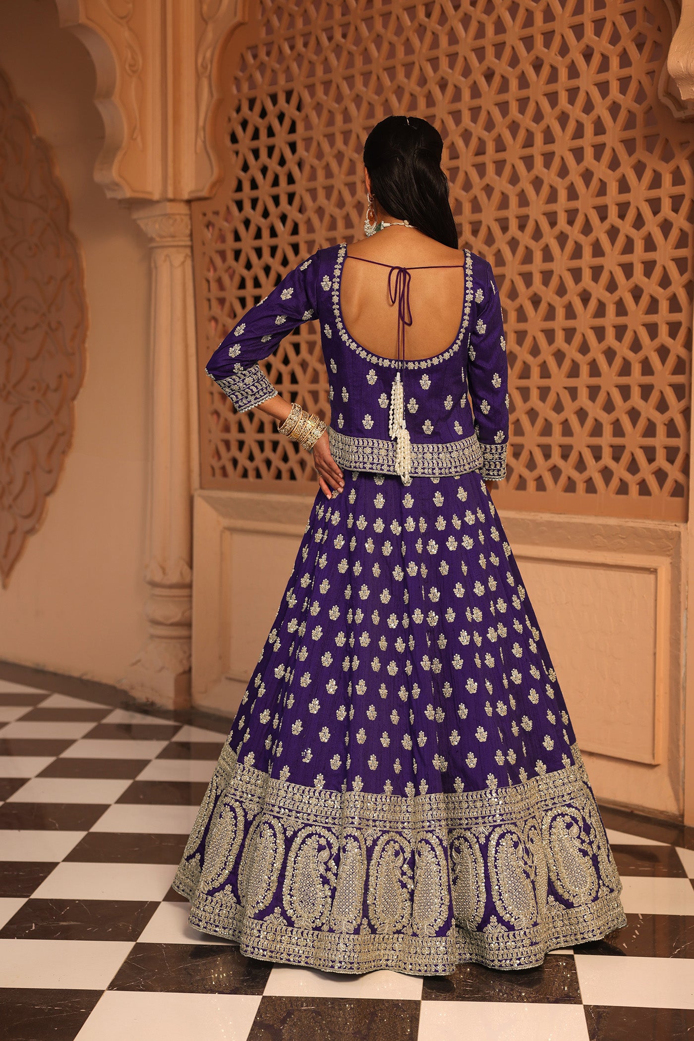 Aasmaa - Purple Lehenga with Choli and Dupatta