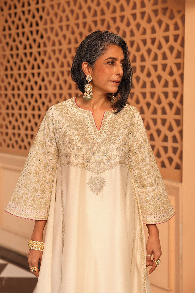 Aiman - Daisy Ivory Short Knee Length Choga with Salwar (Lxrts)