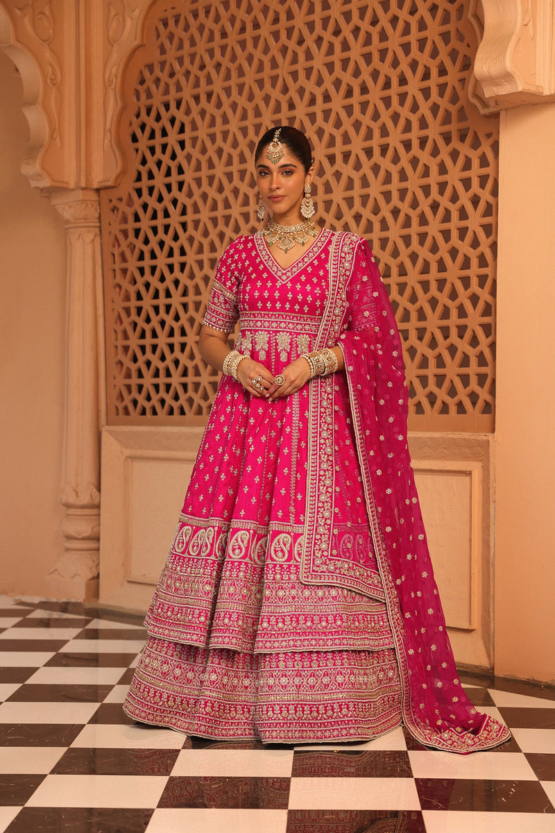 Naila - Rani Hotpink Anarkali with  Lehenga and Dupatta (Lxrts)