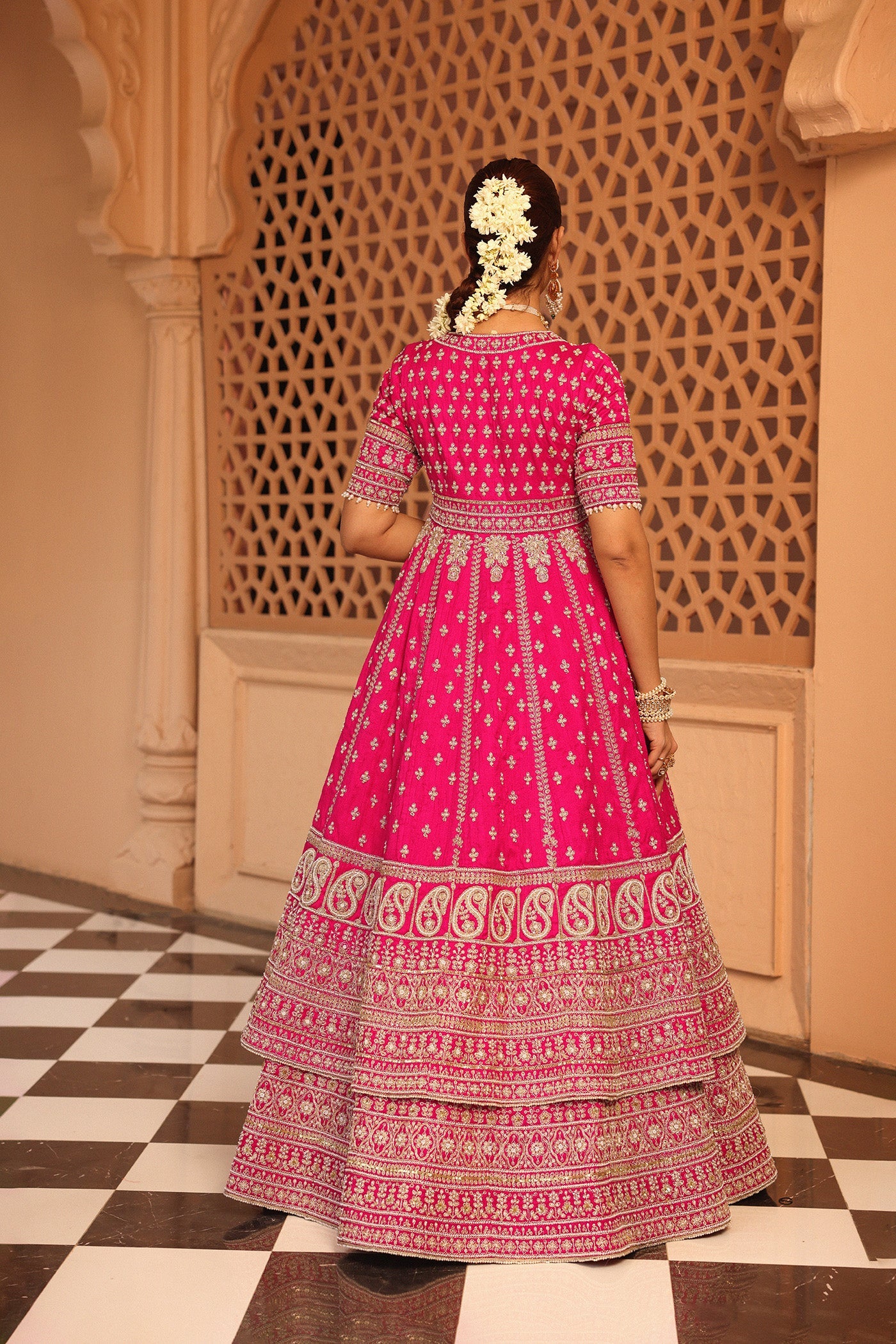 Naila - Hotpink Anarkali with  Lehenga and Dupatta (Lxrts)