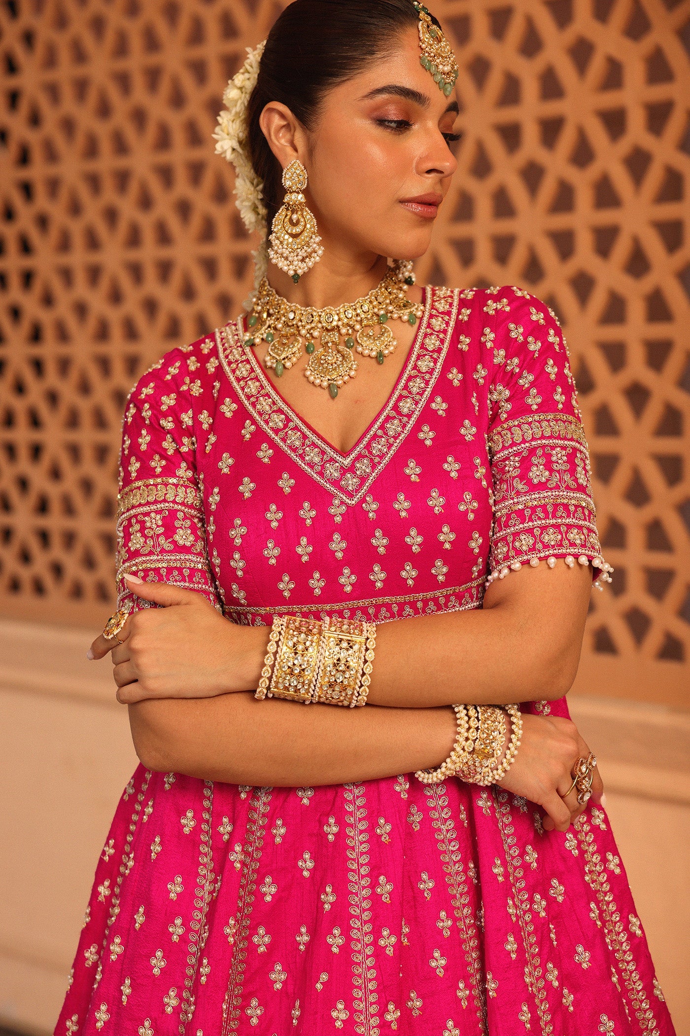 Naila - Hotpink Anarkali with  Lehenga and Dupatta (Lxrts)