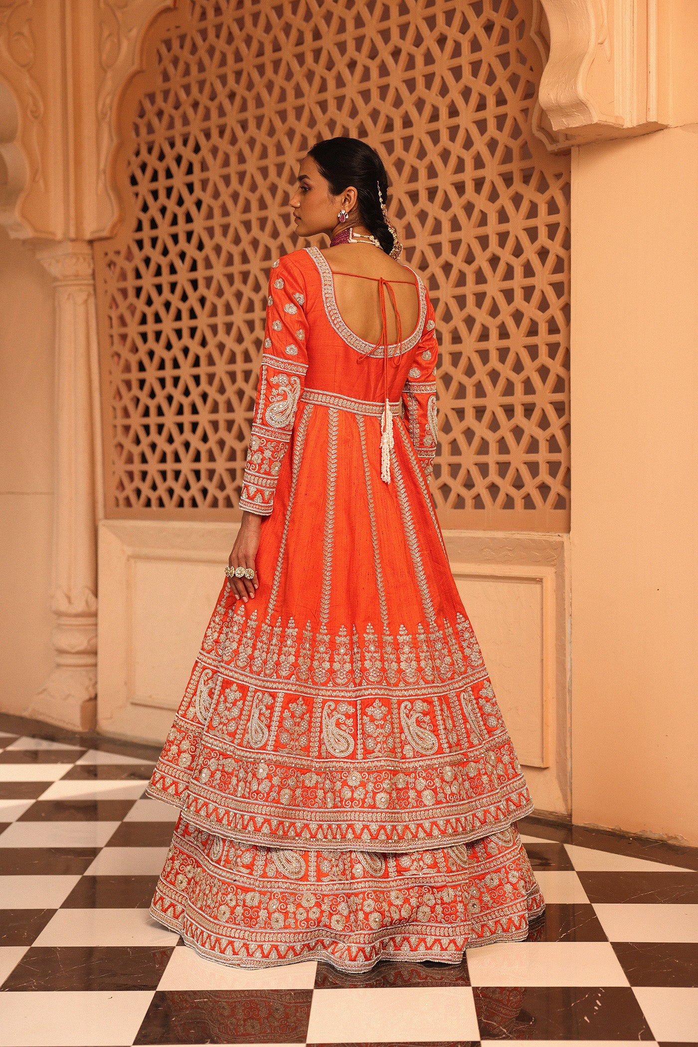 Mariyah - Orange Anarkali with  Lehenga and Dupatta