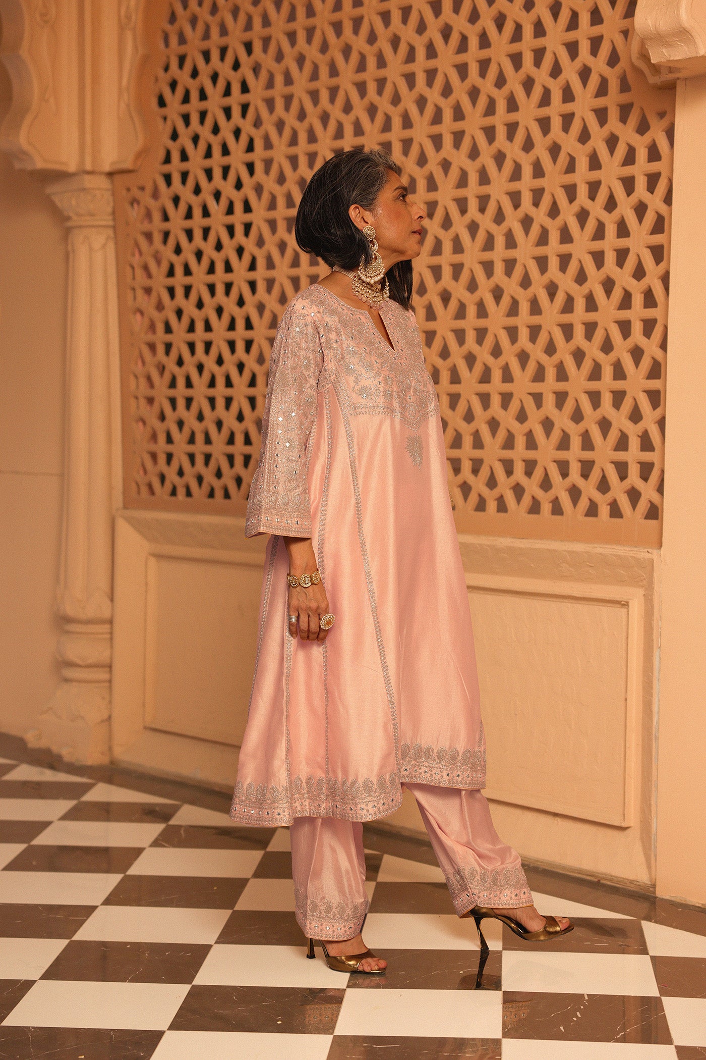 Aiman - Short Knee Length Choga with Salwar and Odhni