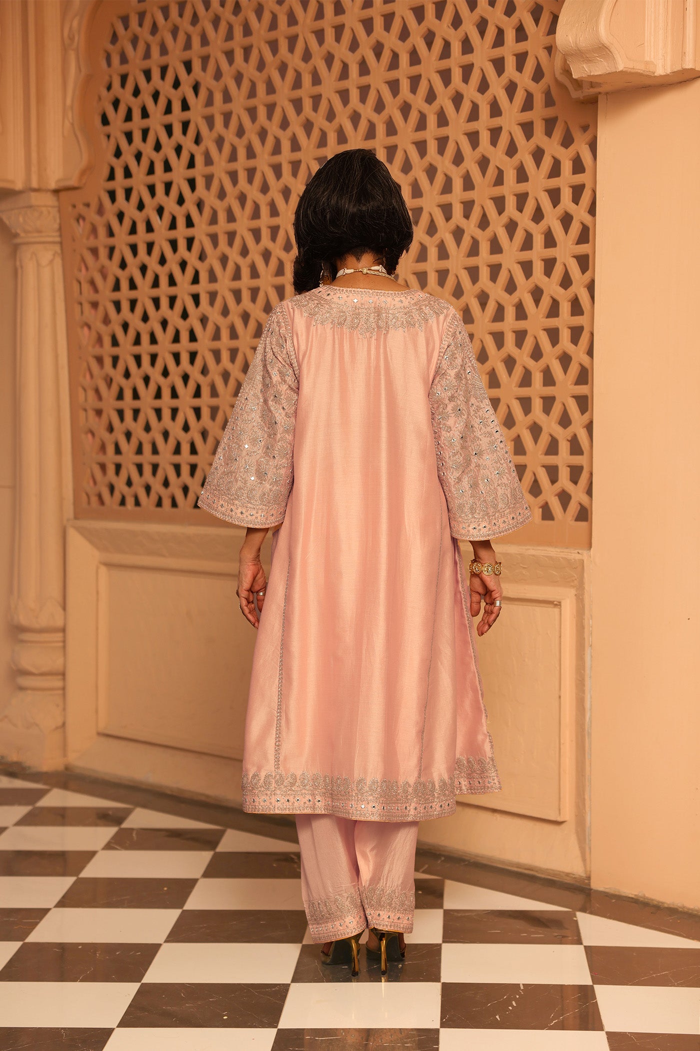 Aiman - Short Knee Length Choga with Salwar and Odhni