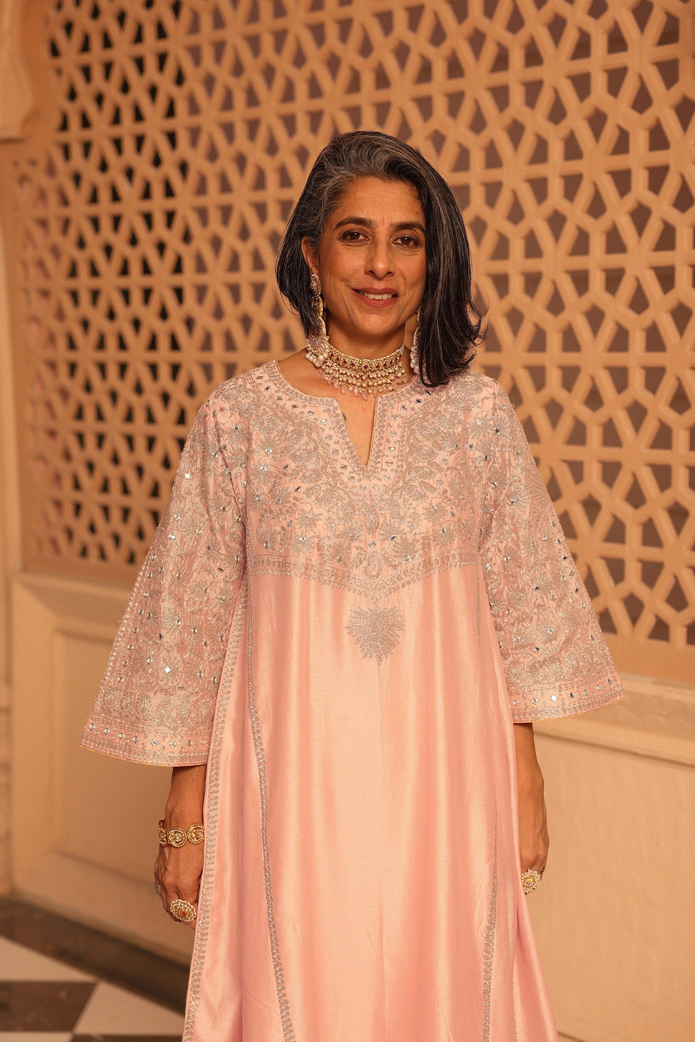 Aiman - Rosepink Short Knee Length Choga with Salwar (Lxrts)