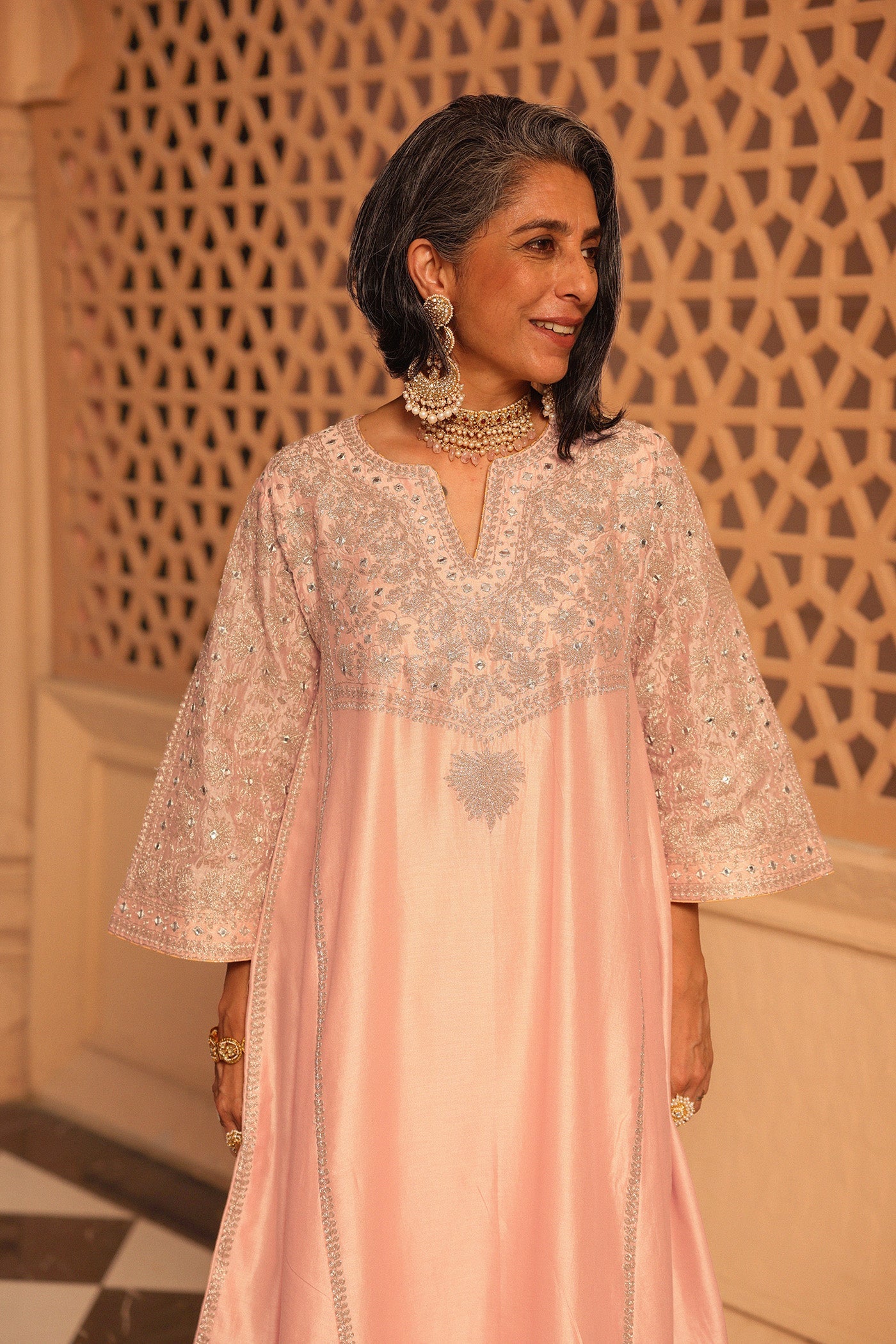 Aiman - Rosepink Short Knee Length Choga with Salwar (Lxrts)