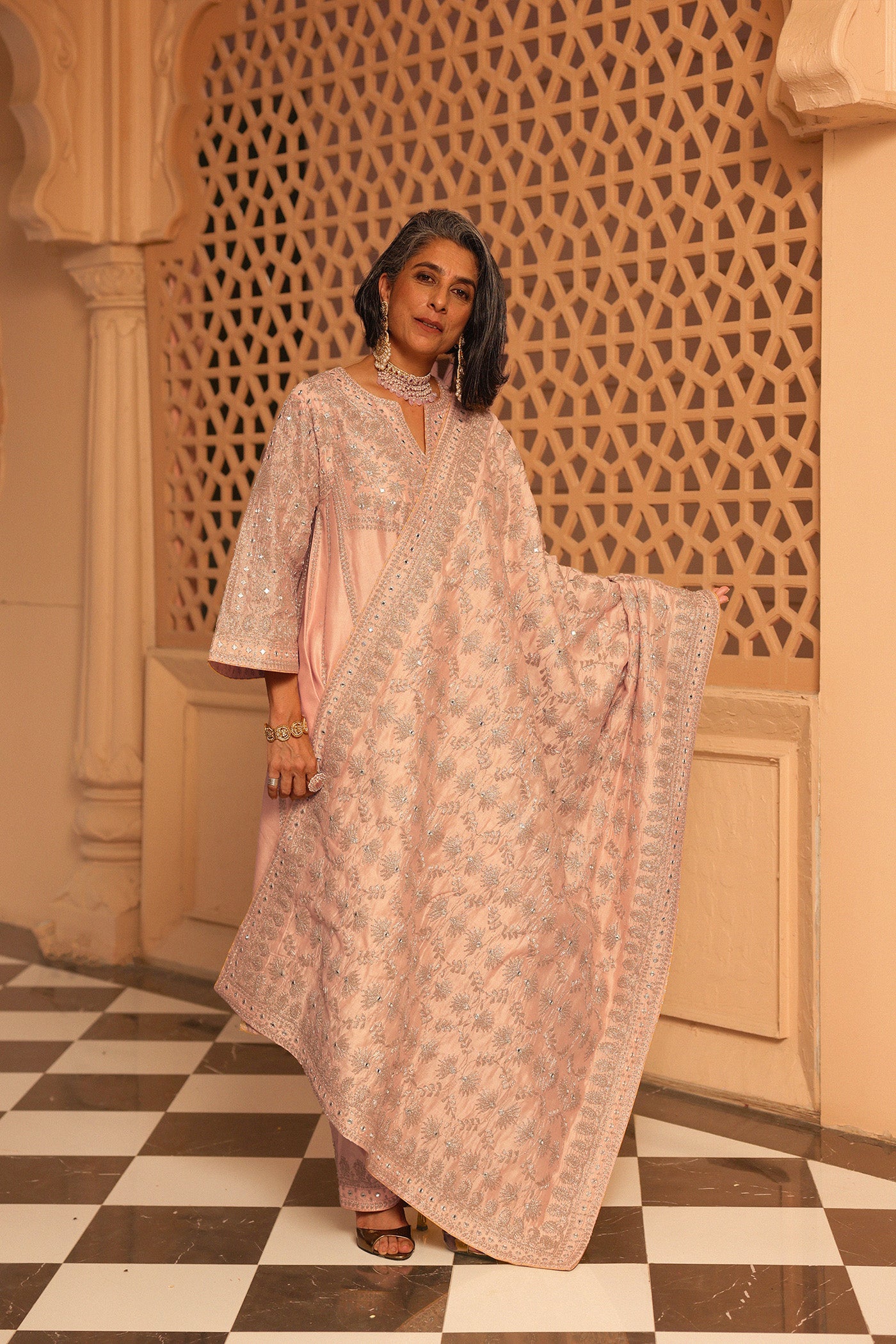 Aiman - Short Knee Length Choga with Salwar and Odhni