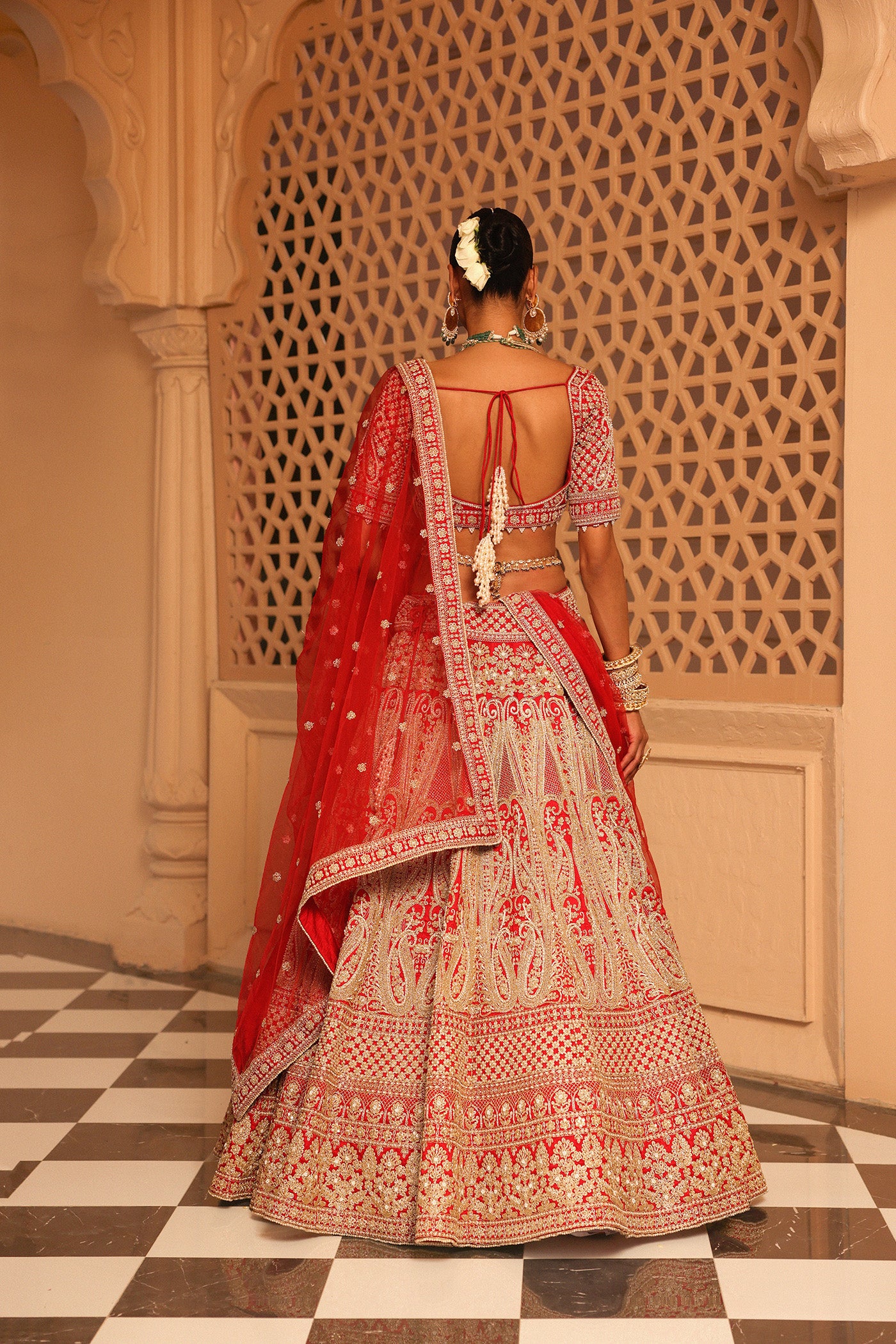 Naazreen - Red Lehenga with Blouse and Dupatta