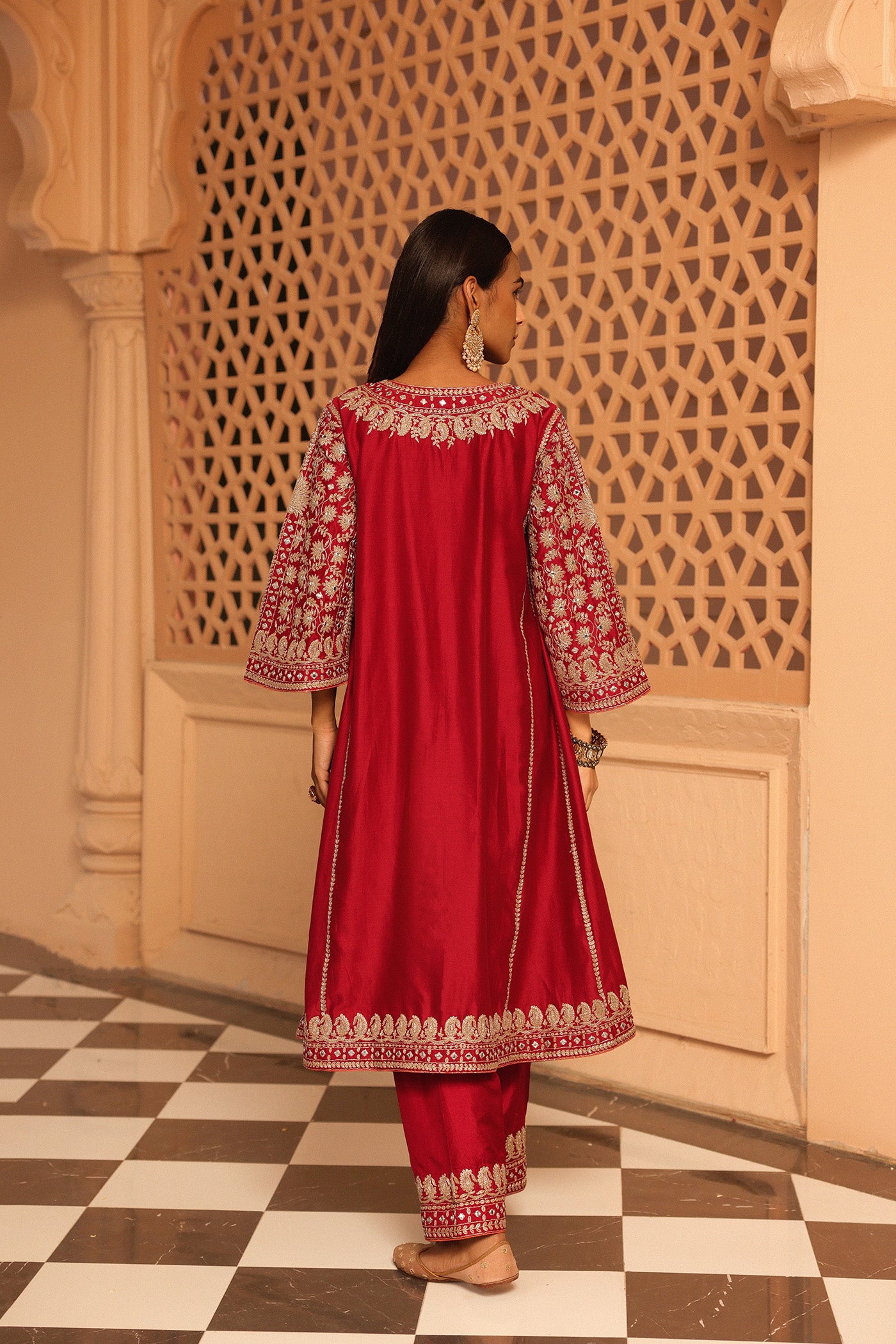 Aiman - Short Knee Length Choga with Salwar and Odhni