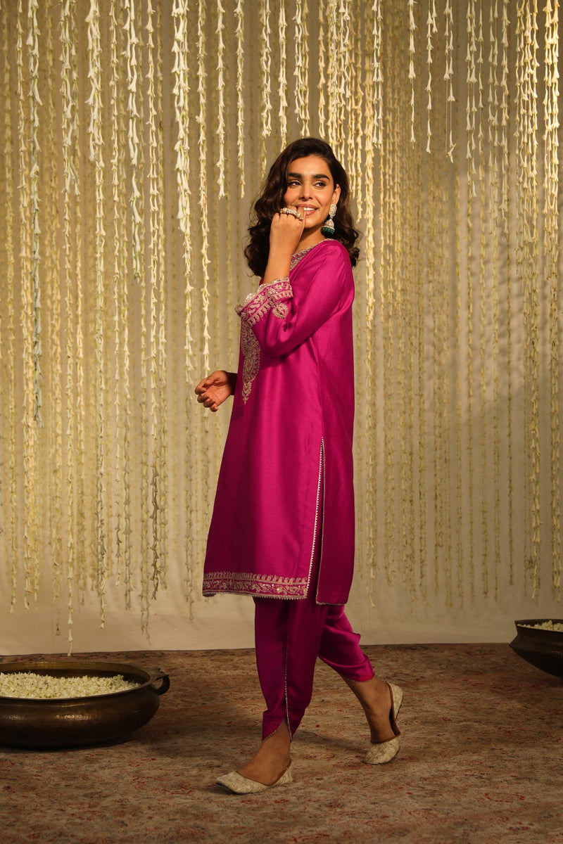 ENISA - Rani Hotpink KURTA WITH DHOTI (LXRTS)