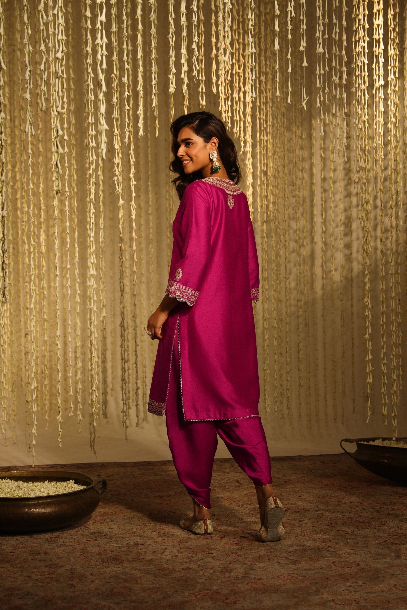 ENISA - HOTPINK KURTA WITH DHOTI (RTS)