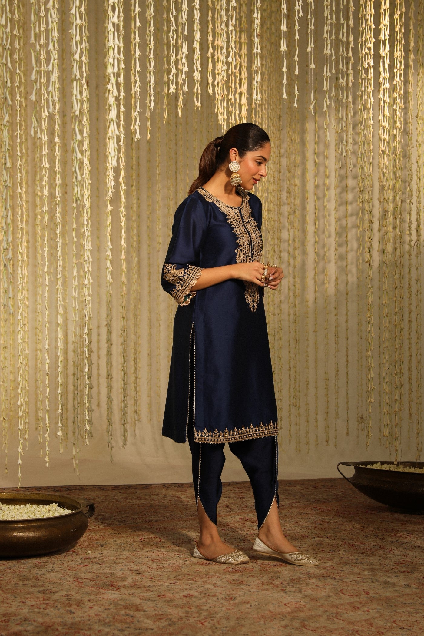 AMAYRA - DEEP BLUE SHORT KURTA WITH DHOTI