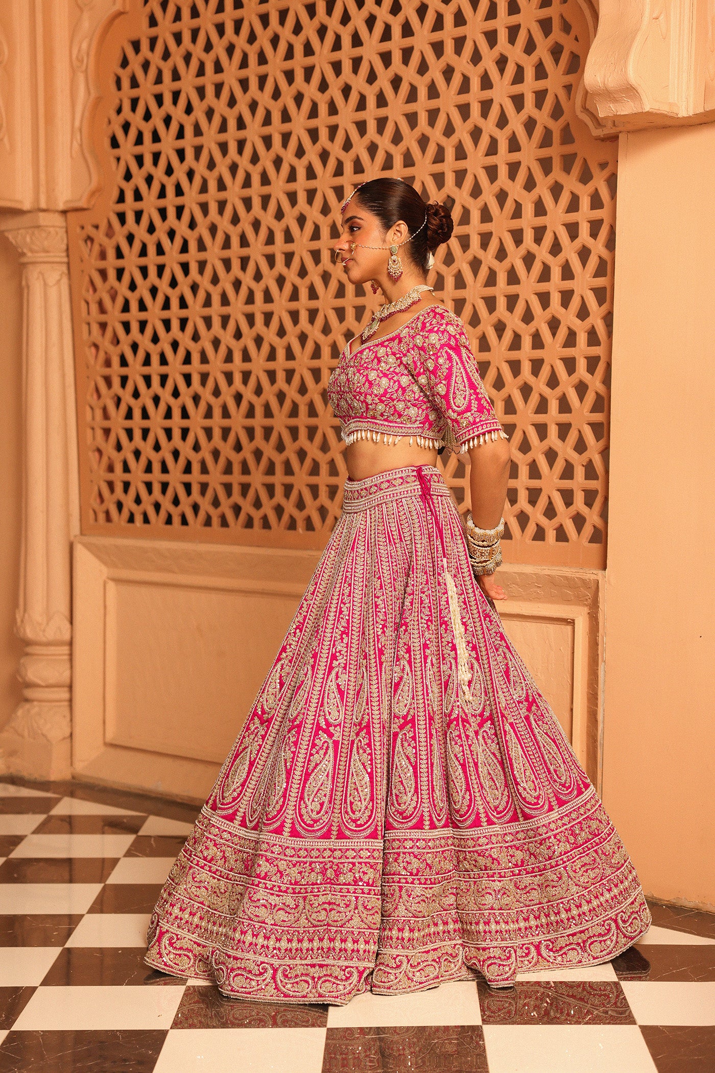 Inaya - Hotpink Lehenga with Blouse and Dupatta