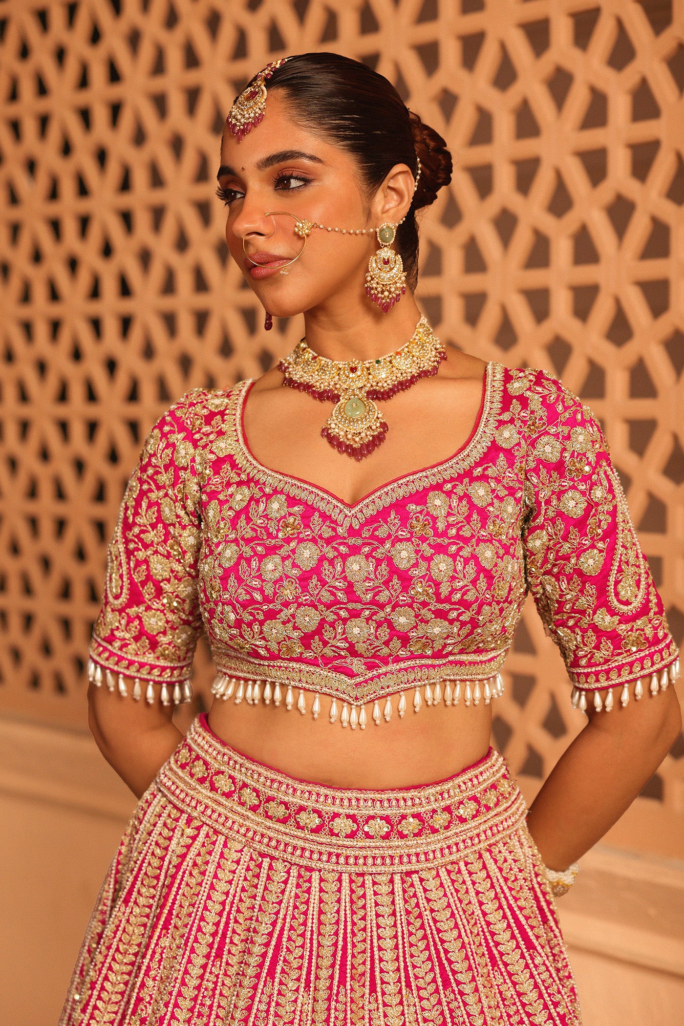 Inaya - Hotpink Lehenga with Blouse and Dupatta