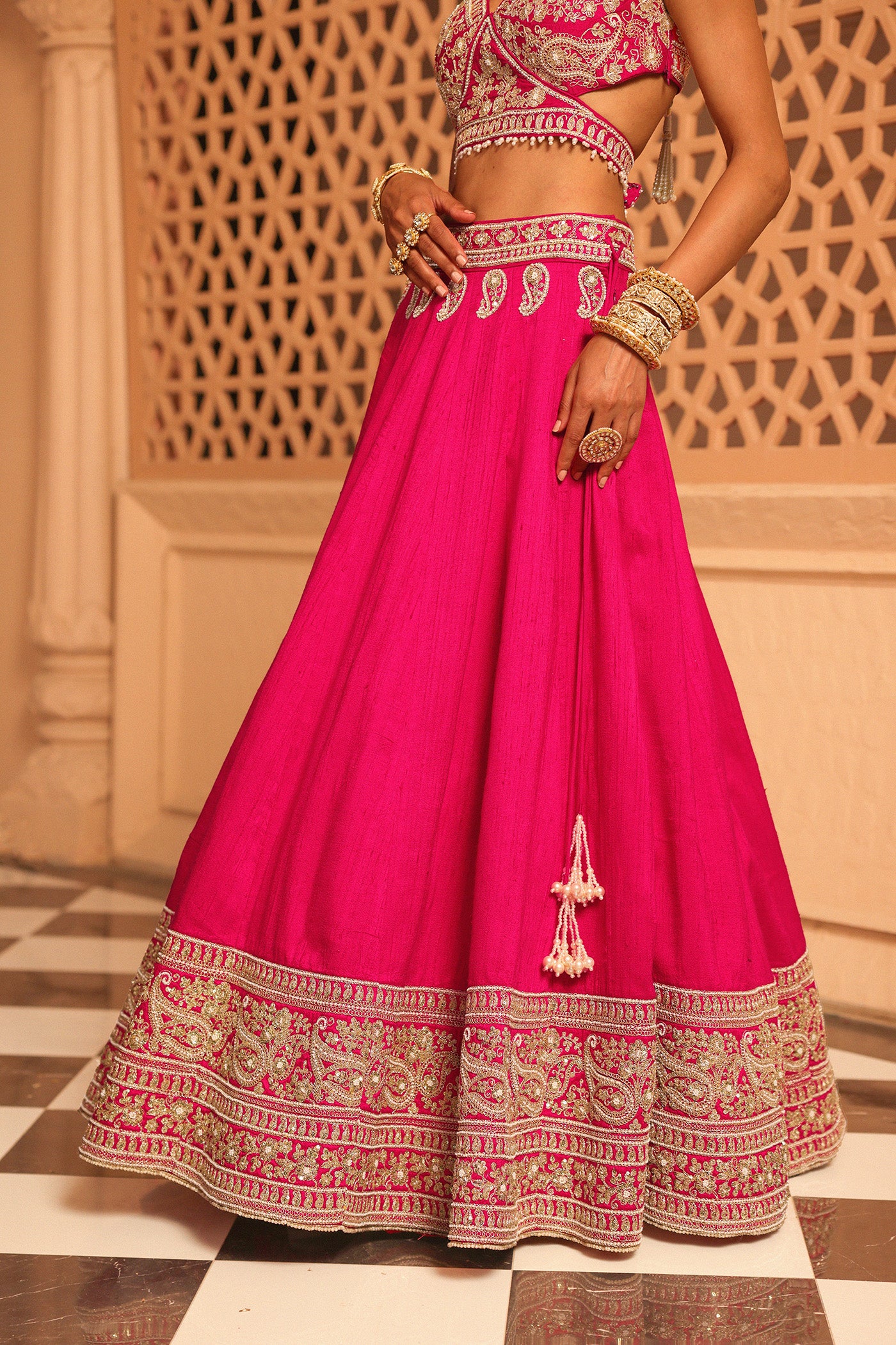 Ilma - Hotpink Lehenga with Blouse and Dupatta