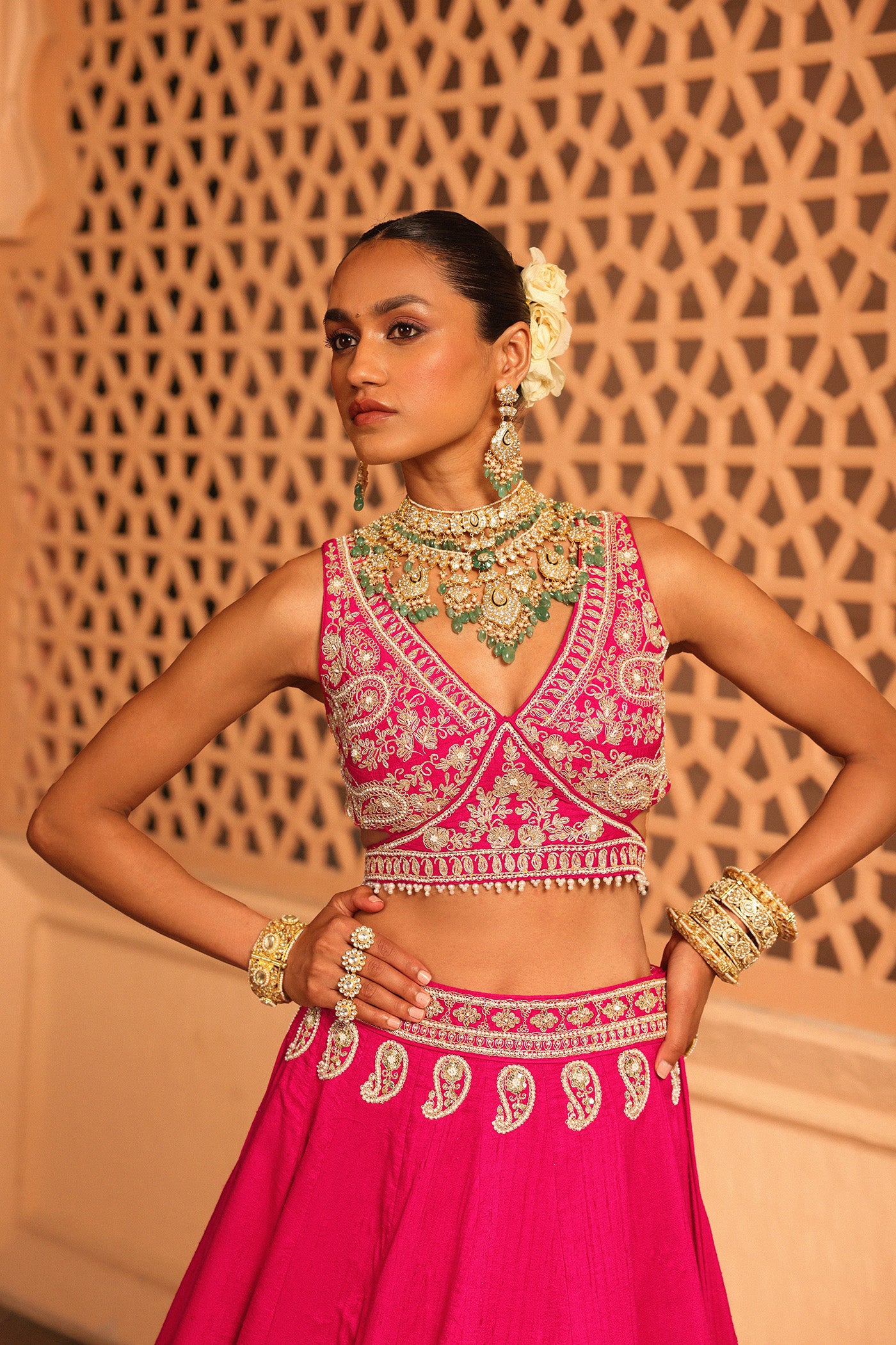 Ilma - Hotpink Lehenga with Blouse and Dupatta