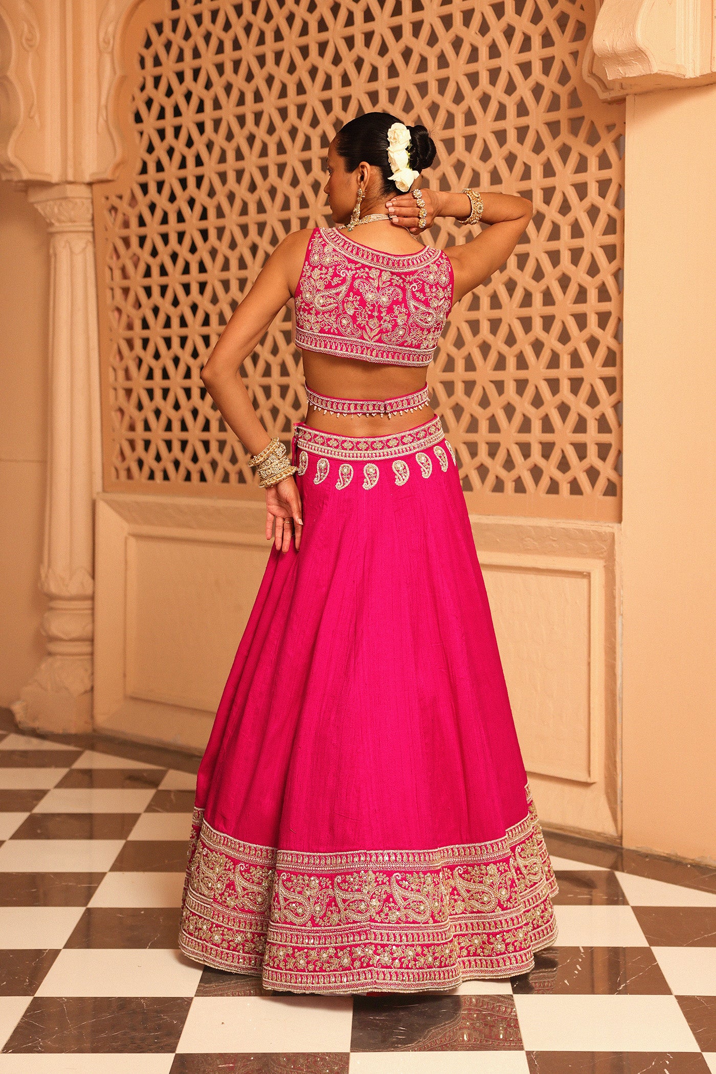 Ilma - Hotpink Lehenga with Blouse and Dupatta