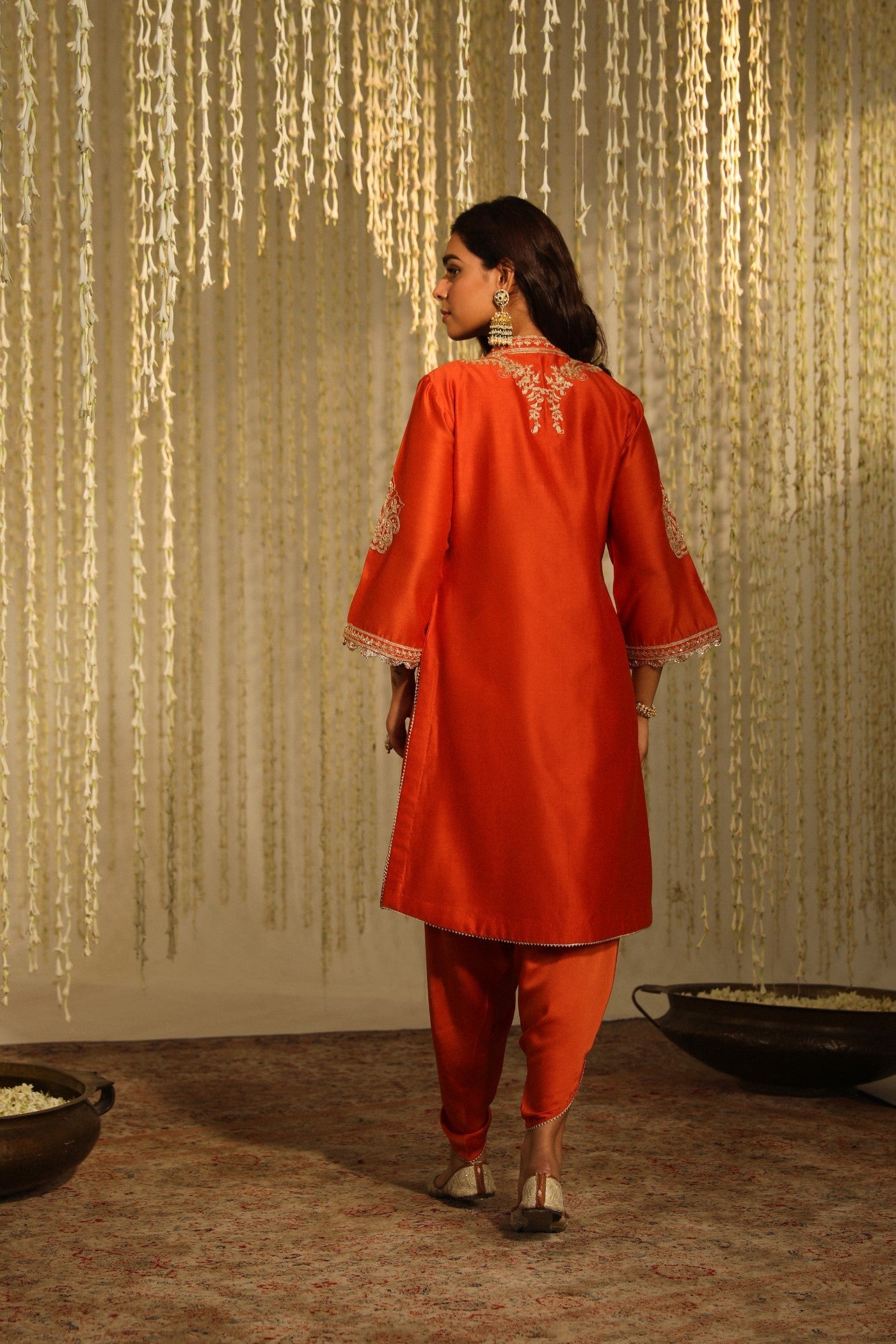 GULBANO - BURNT ORANGE SHORT KURTA WITH DHOTI (LXRTS)