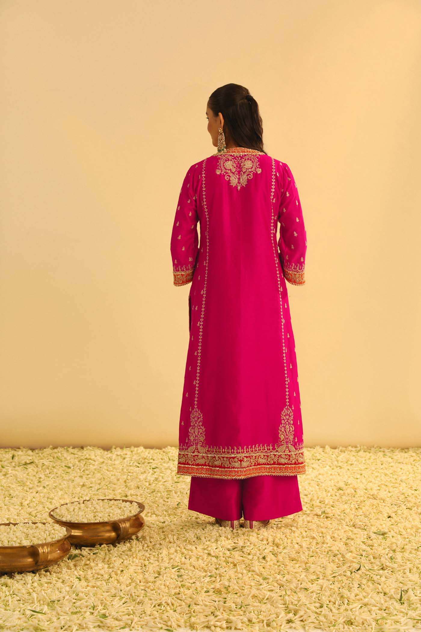 Mayra - Rani Hotpink Long Kurta with Palazzo & Dupatta (Lxrts)