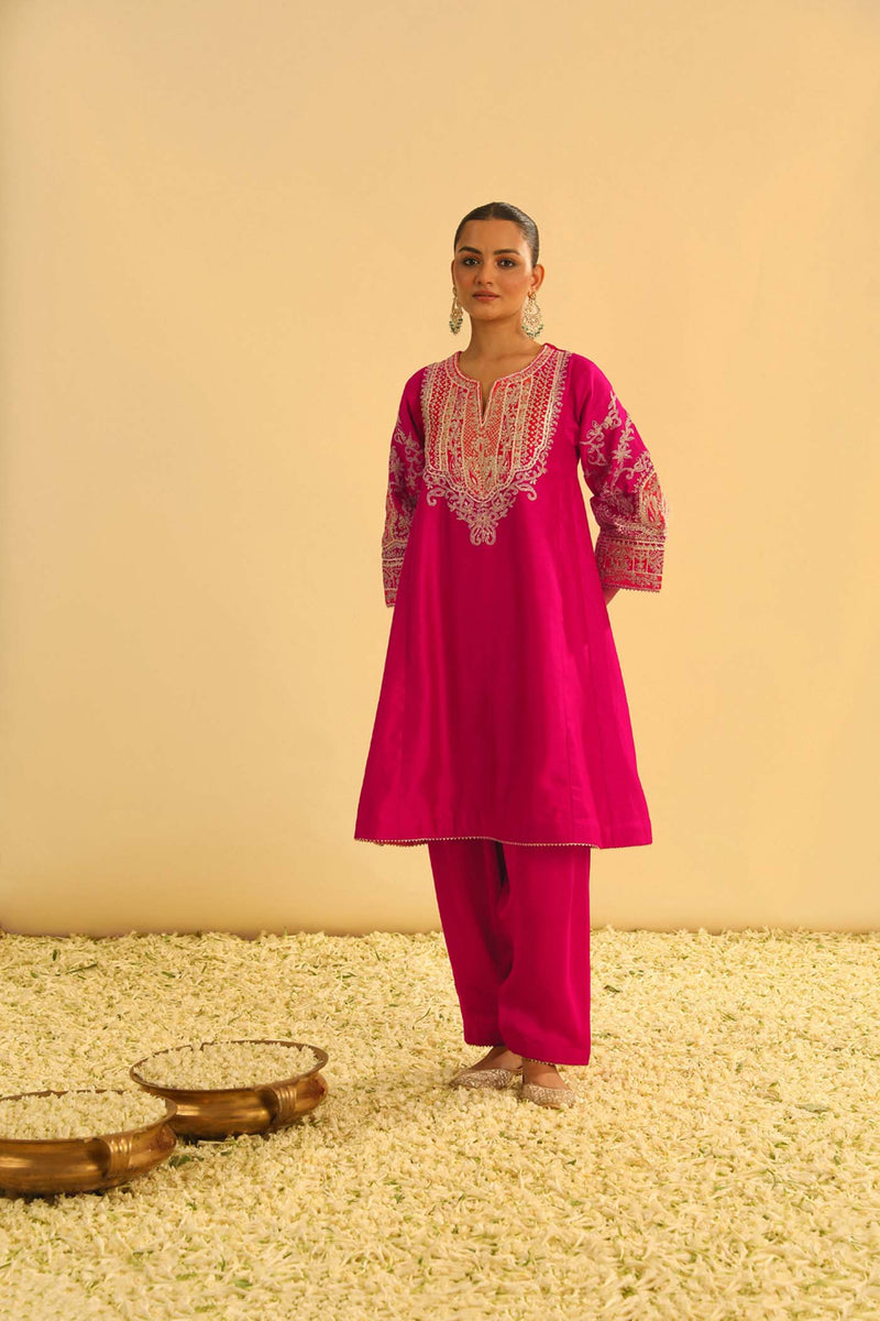 MOHSINA - Rani Hotpink SHORT KALIDAAR CHOGA WITH SALWAR