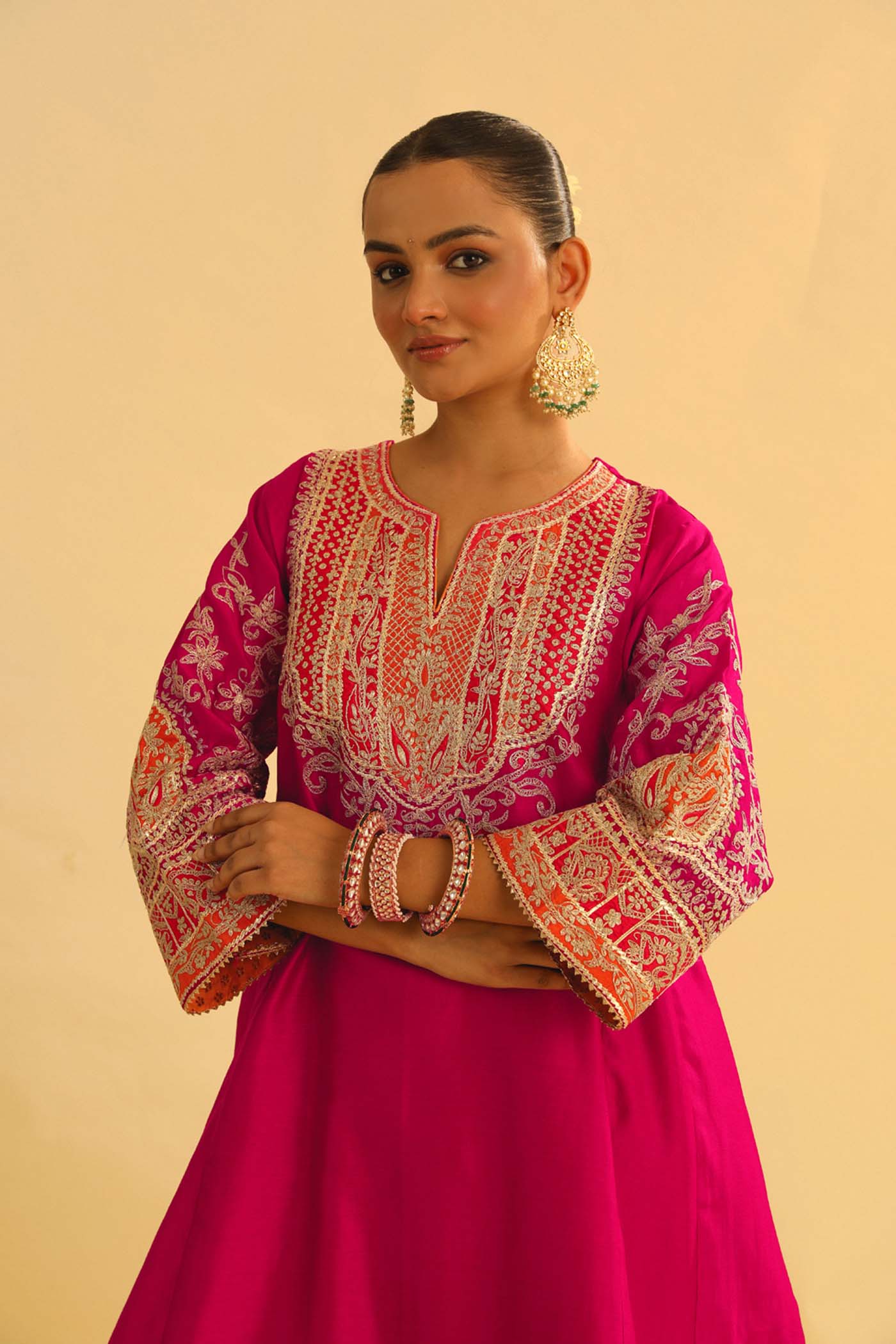 MOHSINA - HOTPINK SHORT KALIDAAR CHAUGA WITH SALWAR