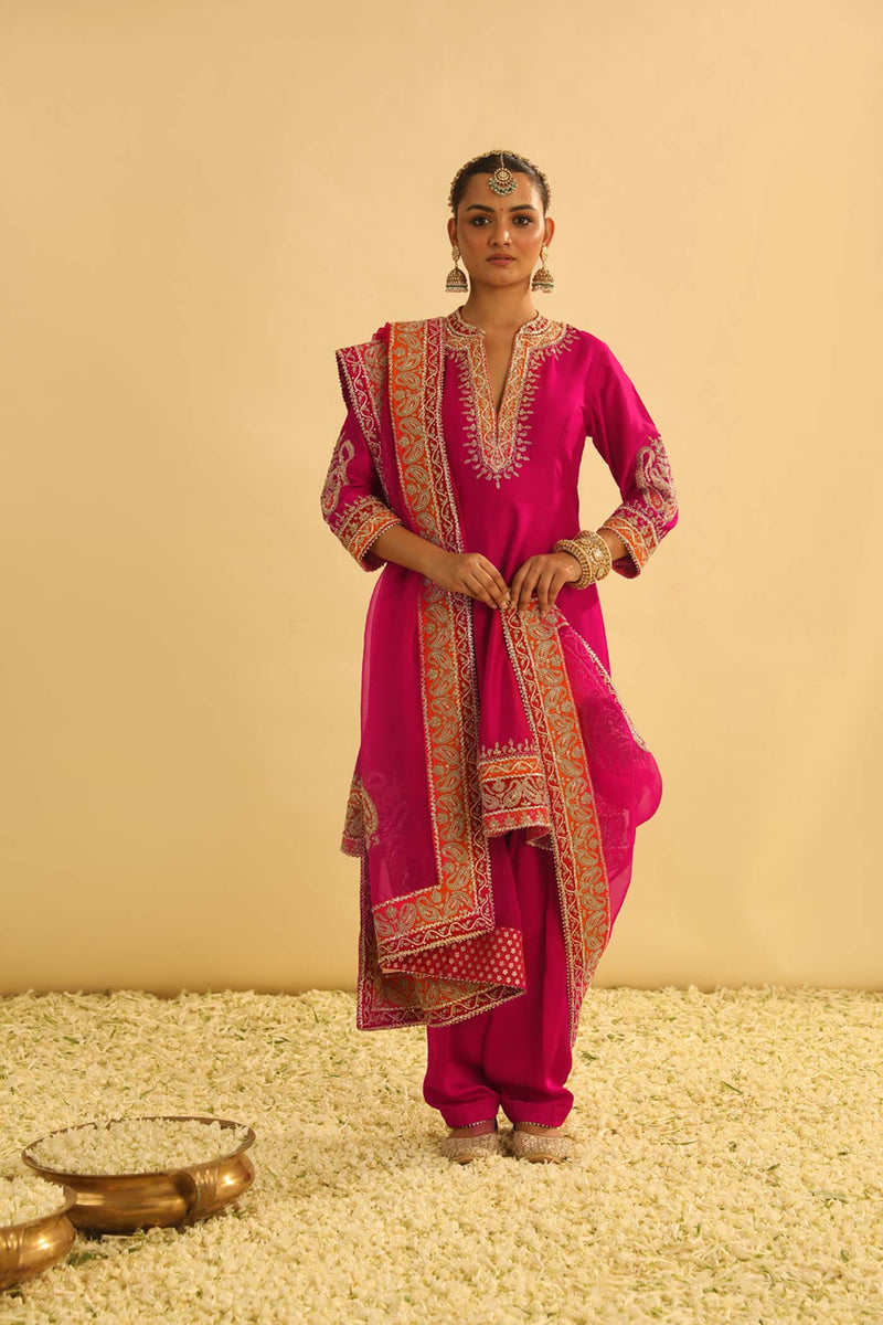Rayana - Rani Hotpink A-line Kurta with Salwar & Dupatta