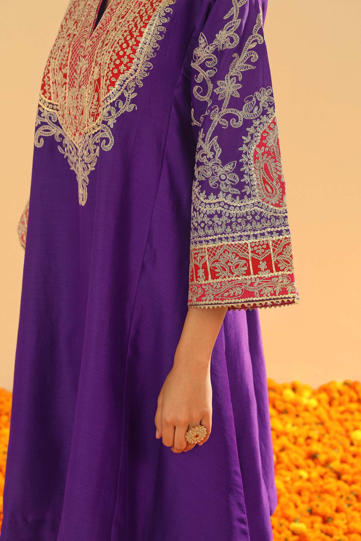 Mohsina - Purple Short Kalidaar Chauga with Salwar