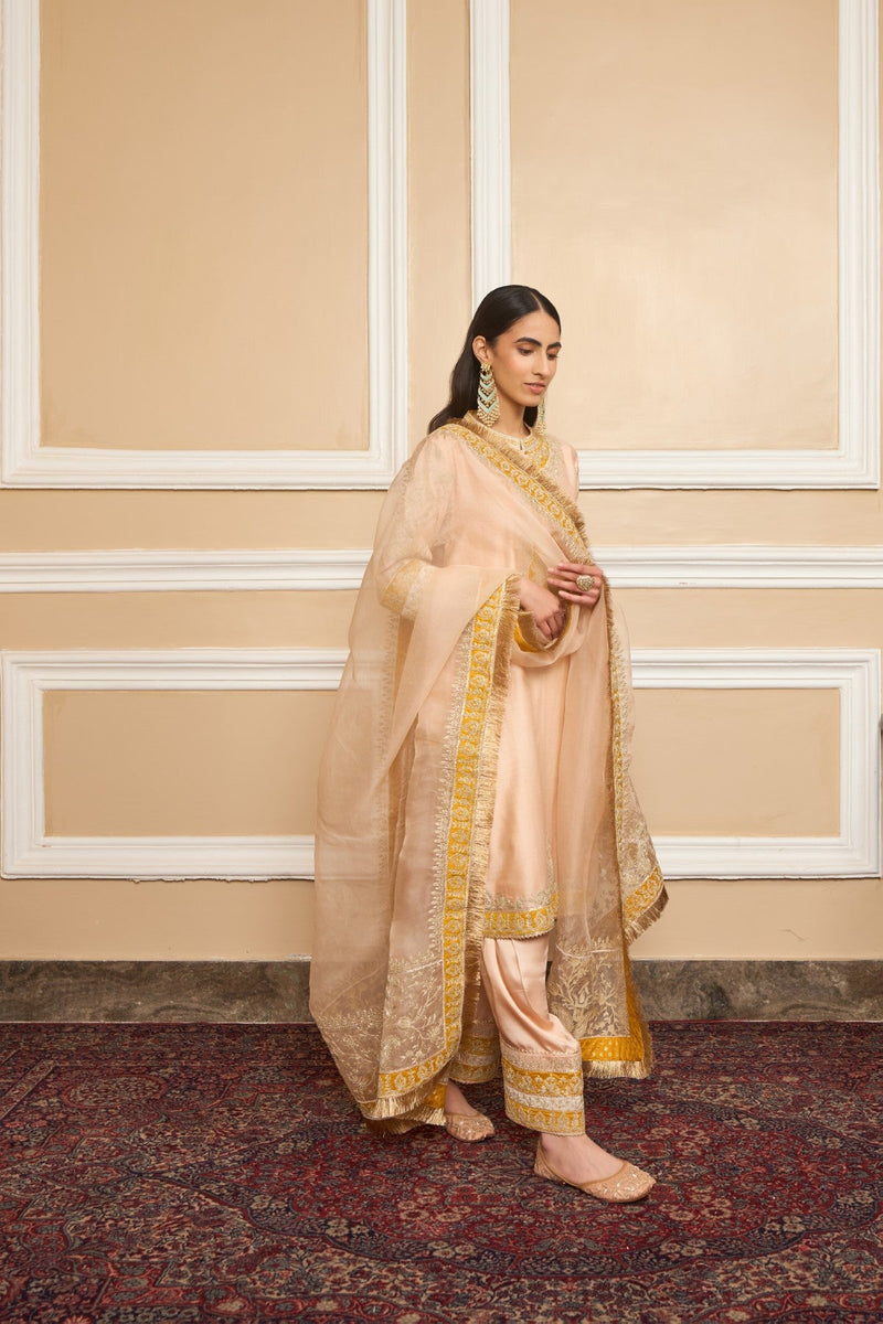 RESHAM - ROSEPINK SHORT KURTA WITH SALWAR AND DUPATTA (LXRTS)