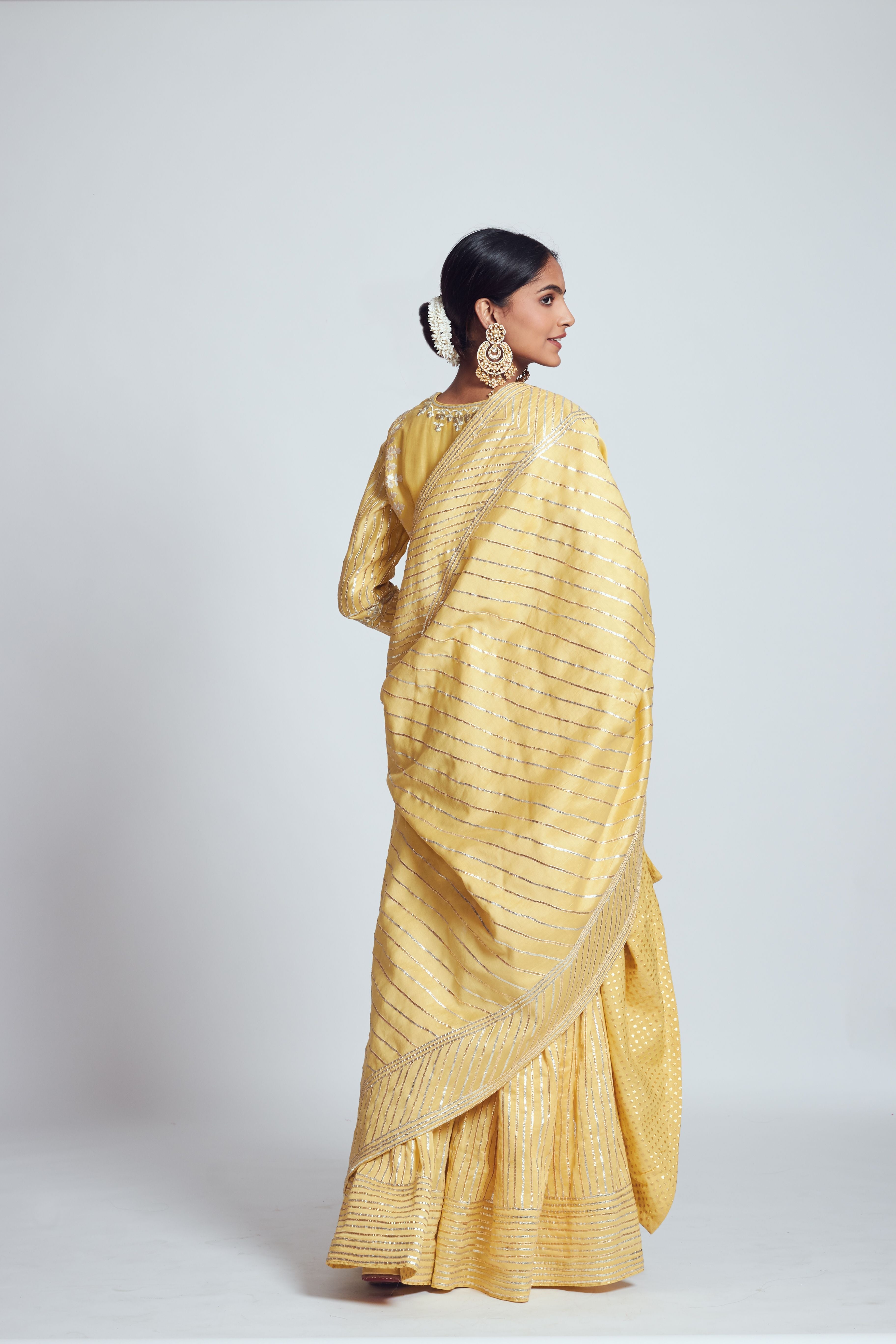 Sehar- Happy yellow chanderi silk embroidered ensemble
