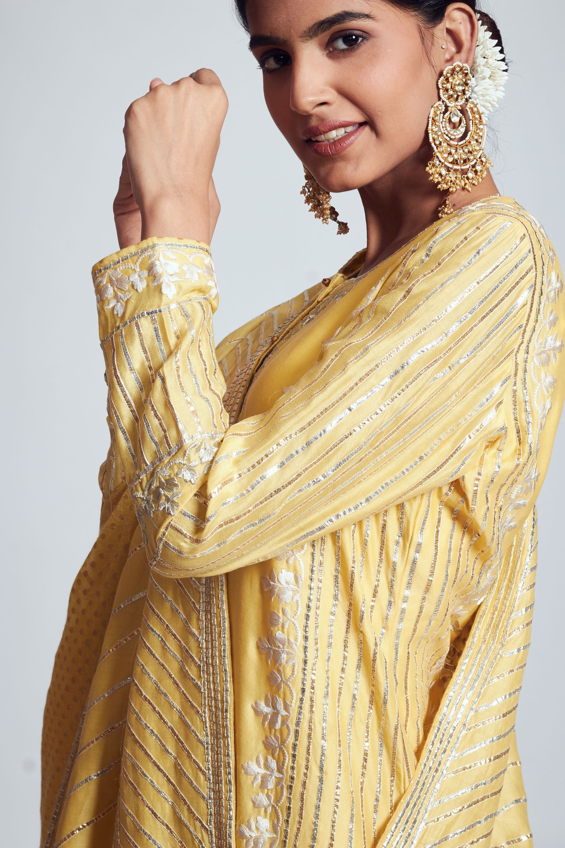Sehar- Happy yellow chanderi silk embroidered ensemble