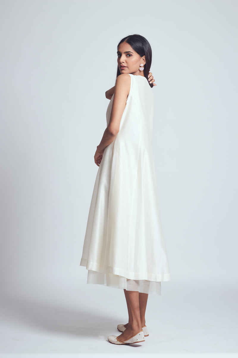 Ayma- Daisy ivory twin layer summer dress