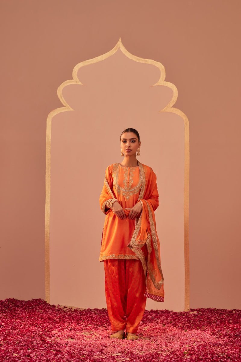 Nafisah - Tangerine Orange Kurta Set