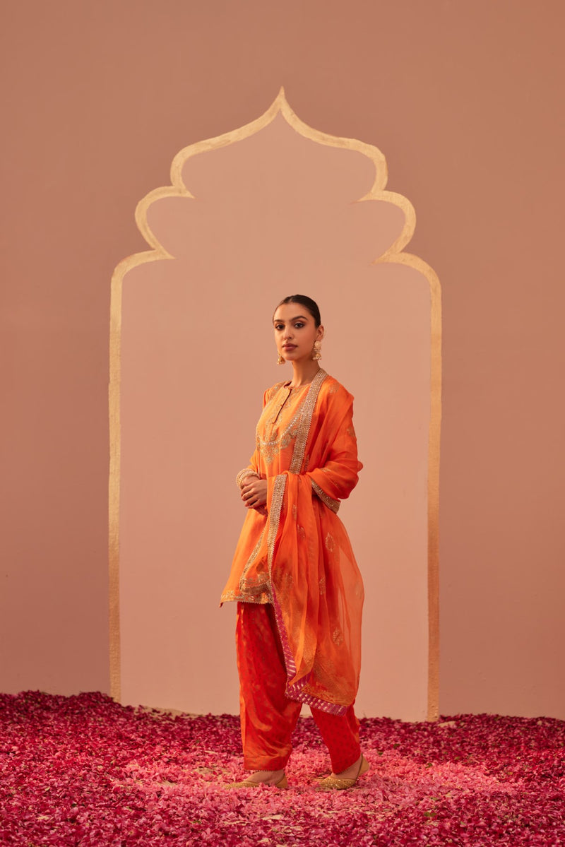 Nafisah - Tangerine Orange Kurta Set