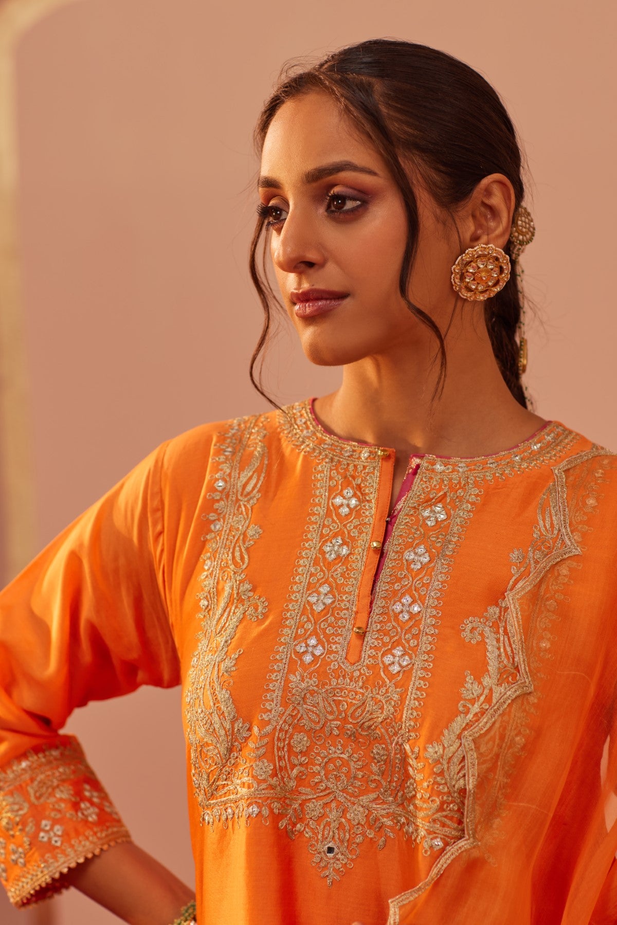 Aymra - Tangerine Orange Kurta Set