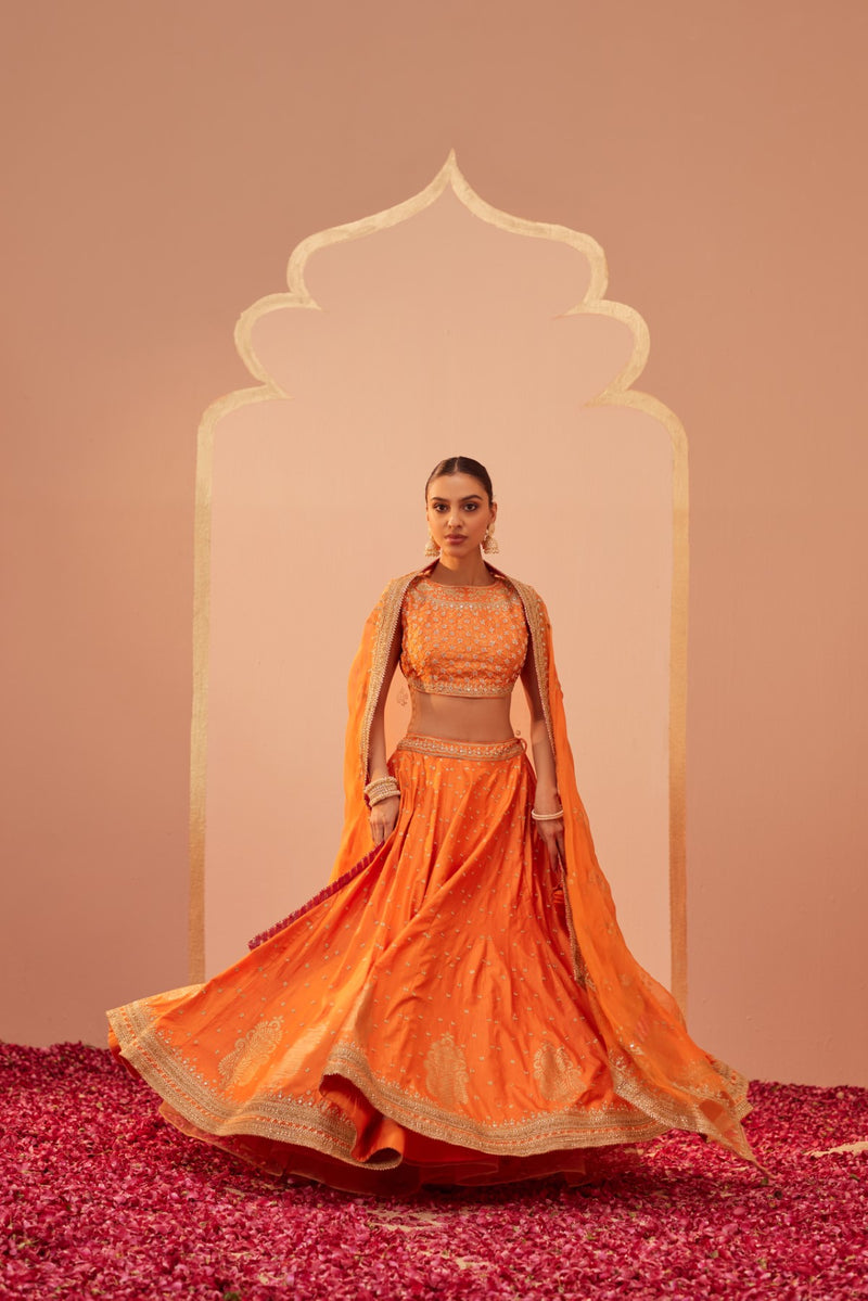 Tanisha- Tangerine Orange Lehenga Set