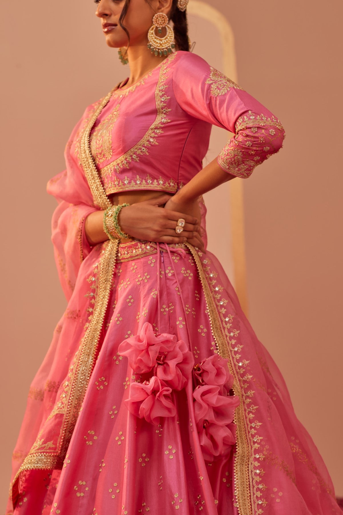 Naaina- Flamingo Pink Lehnega Set with Dupatta