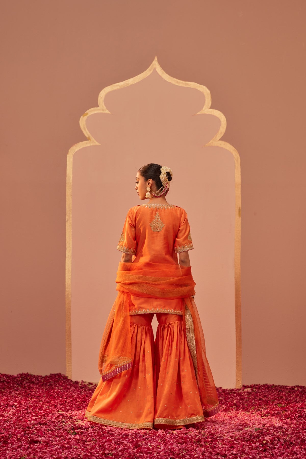 Suhair - Tangerine Orange Kurta Garara Set