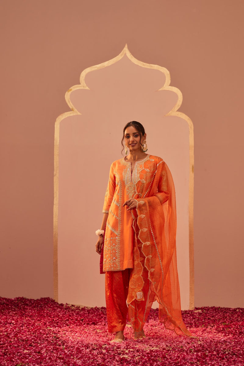 Rashida - Tangerine Orange Kurta Salwar Set