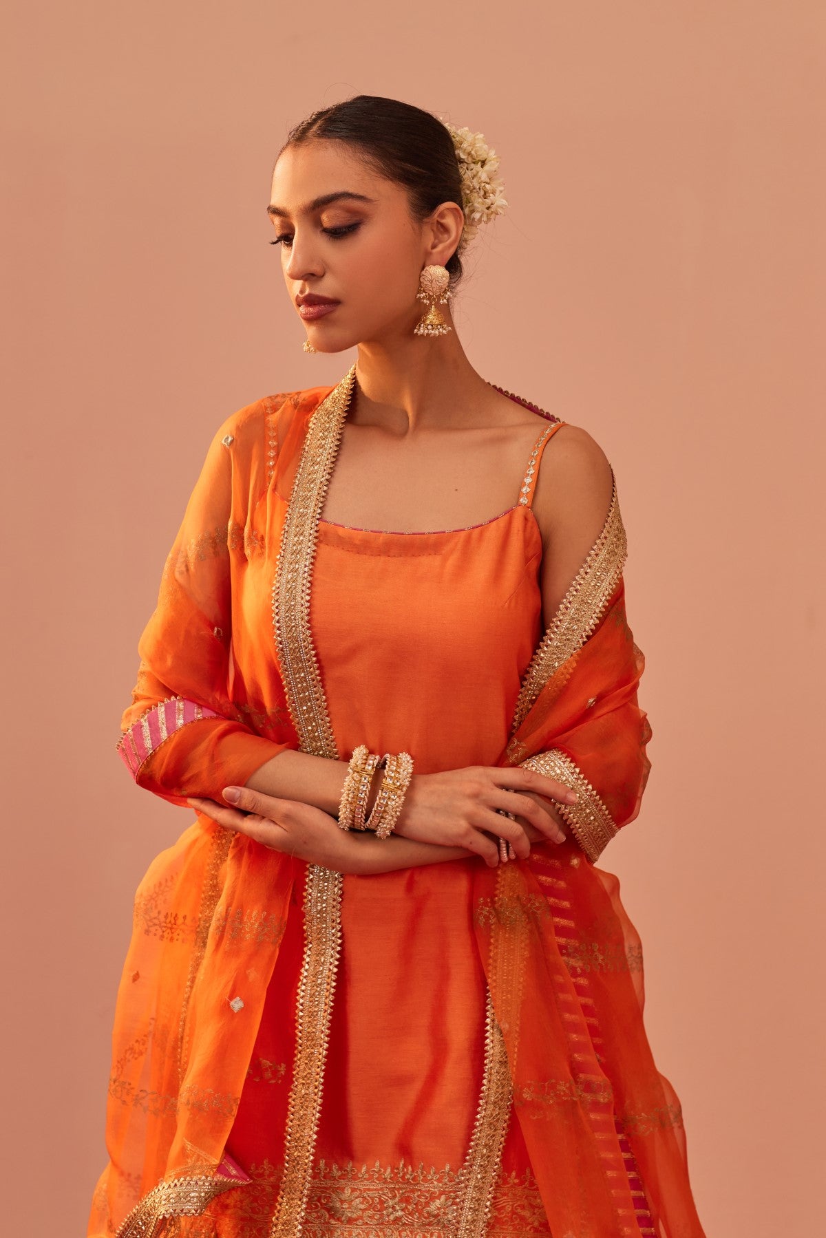 Yasmin - Tangerine Orange Kurta Garara Set