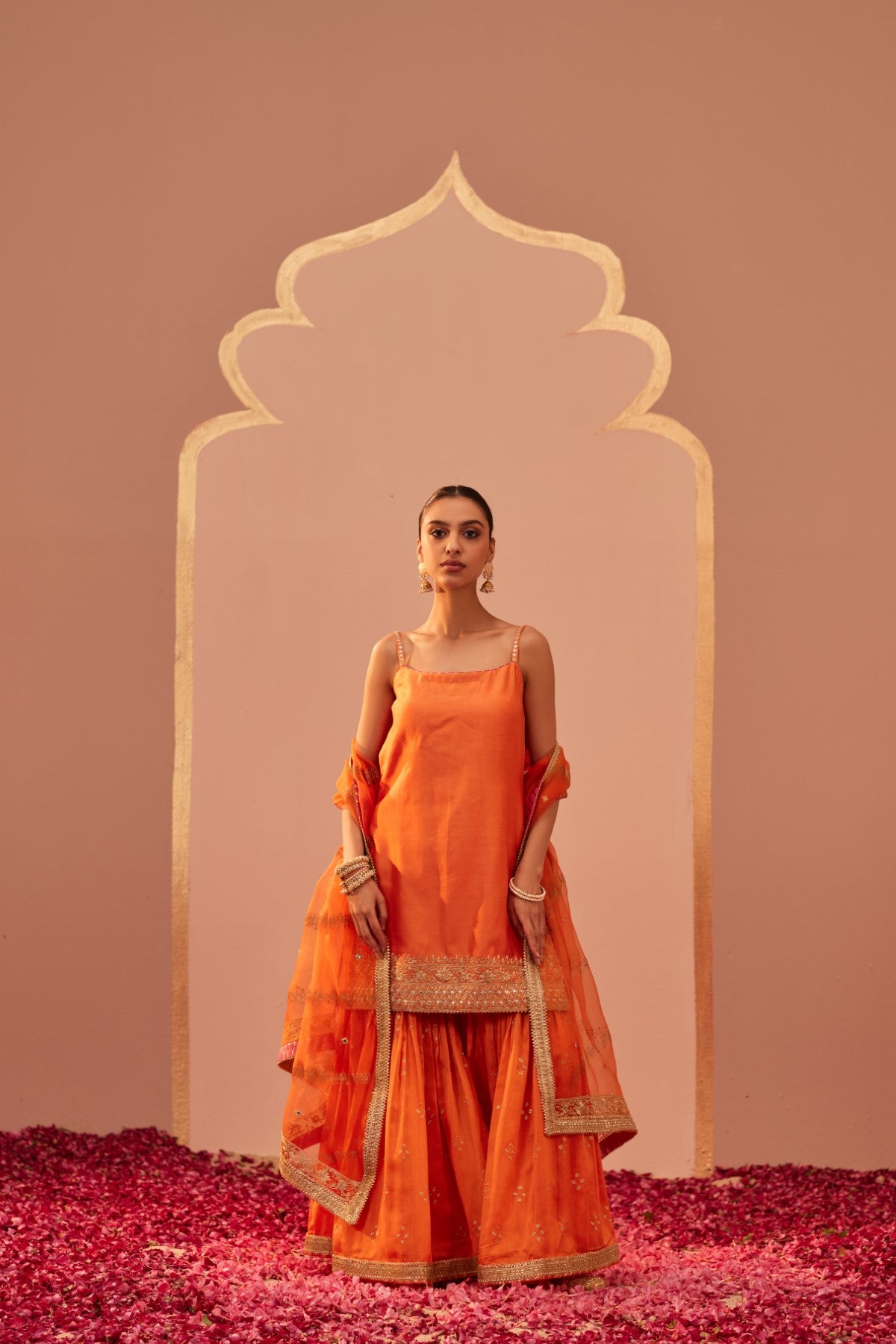 Yasmin - Tangerine Orange Kurta Garara Set