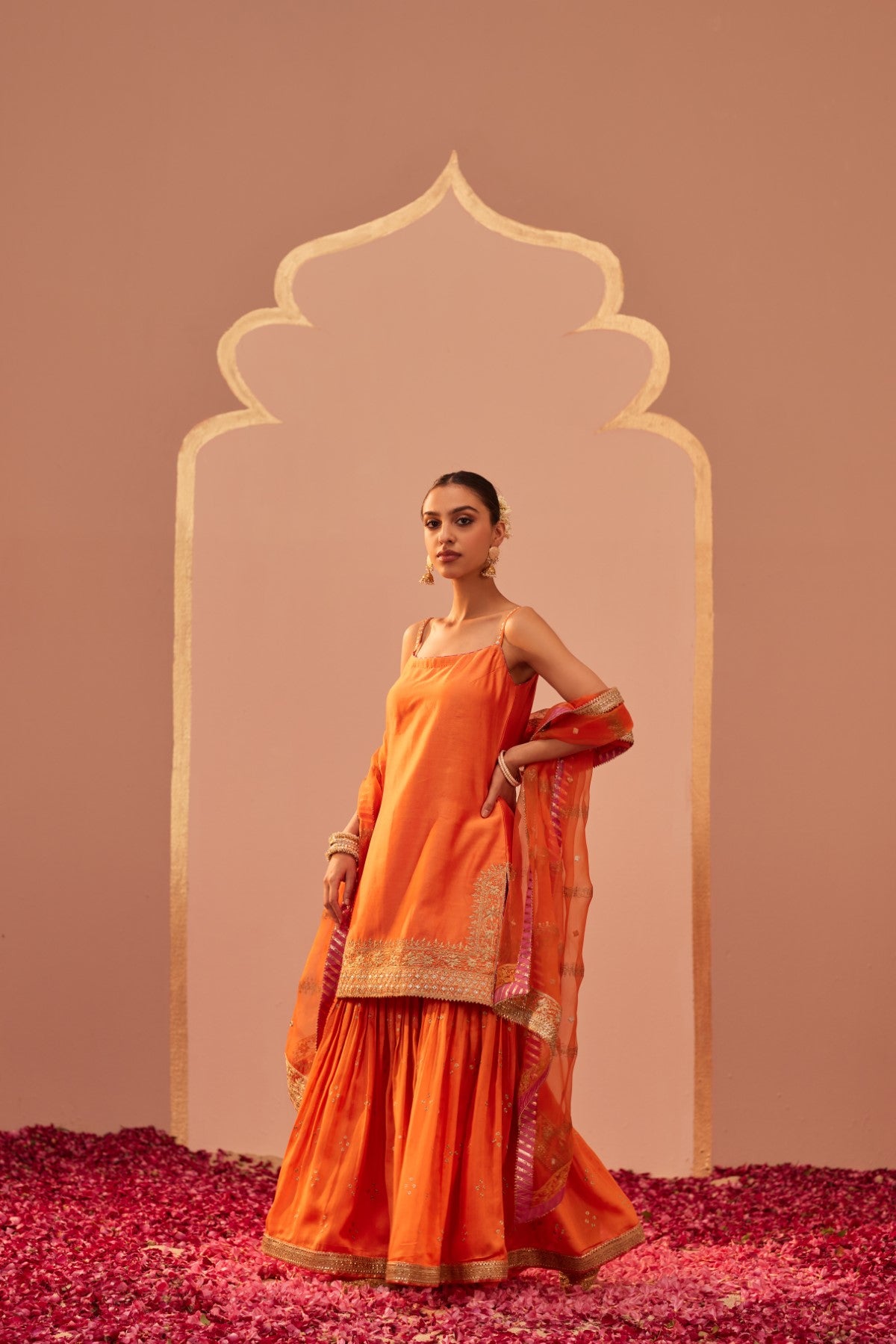 Yasmin - Tangerine Orange Kurta Garara Set