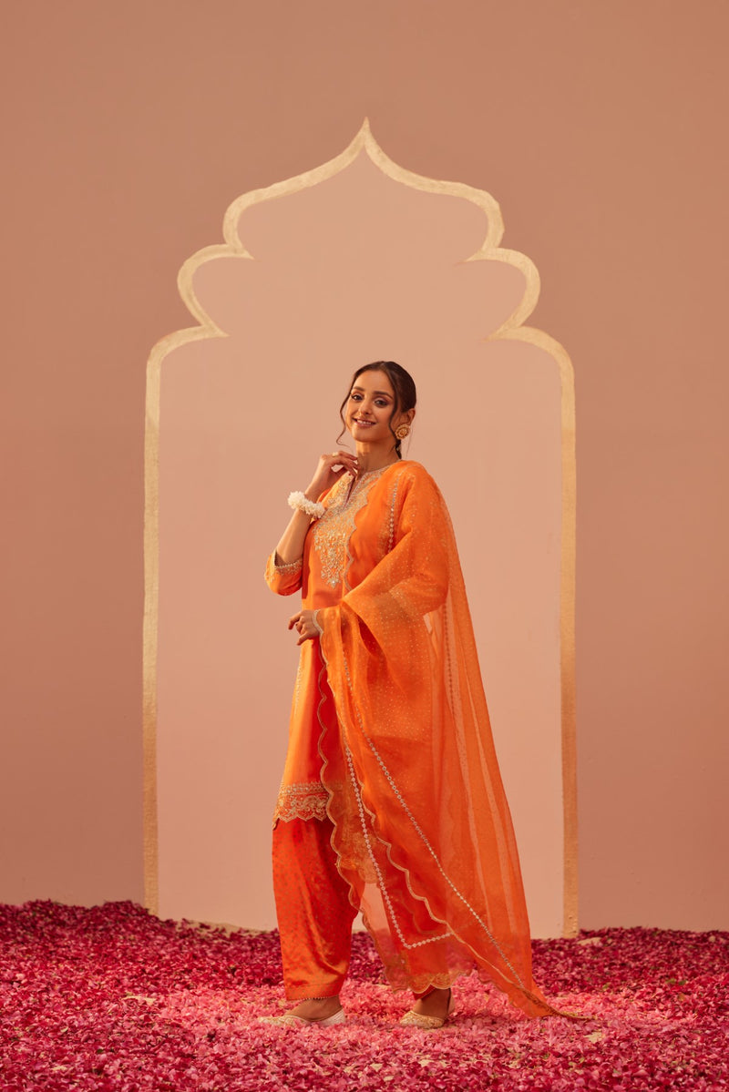 Aaima- Tangerine Orange Kurta Salwar Set
