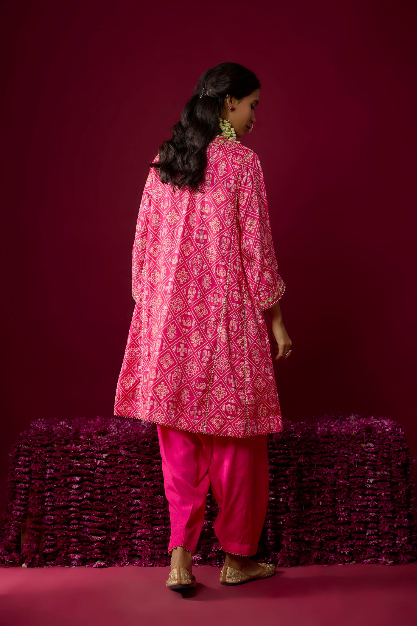 Nargis - Hotpink Short Chauga With Salwar