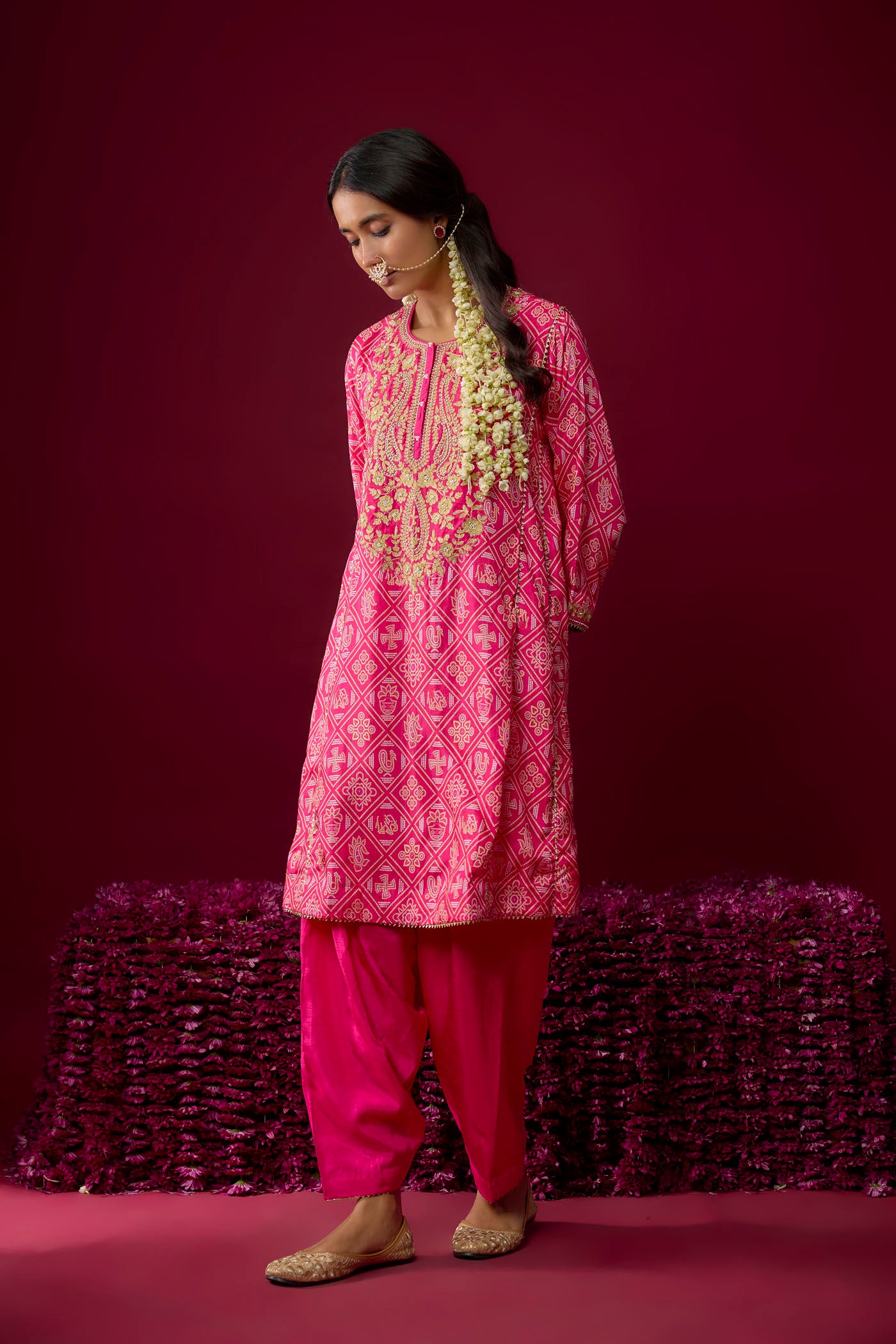 Nargis - Hotpink Short Chauga With Salwar
