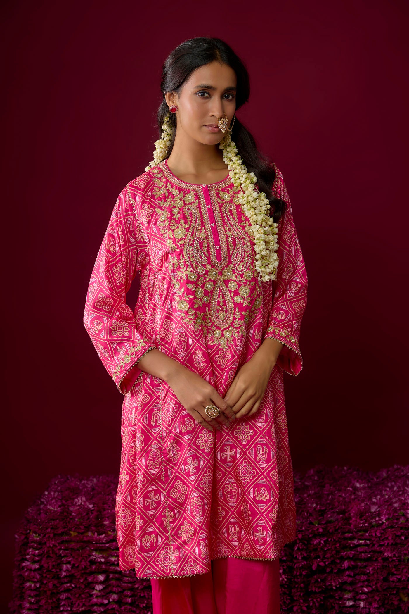 Nargis - Hotpink Short Chauga With Salwar